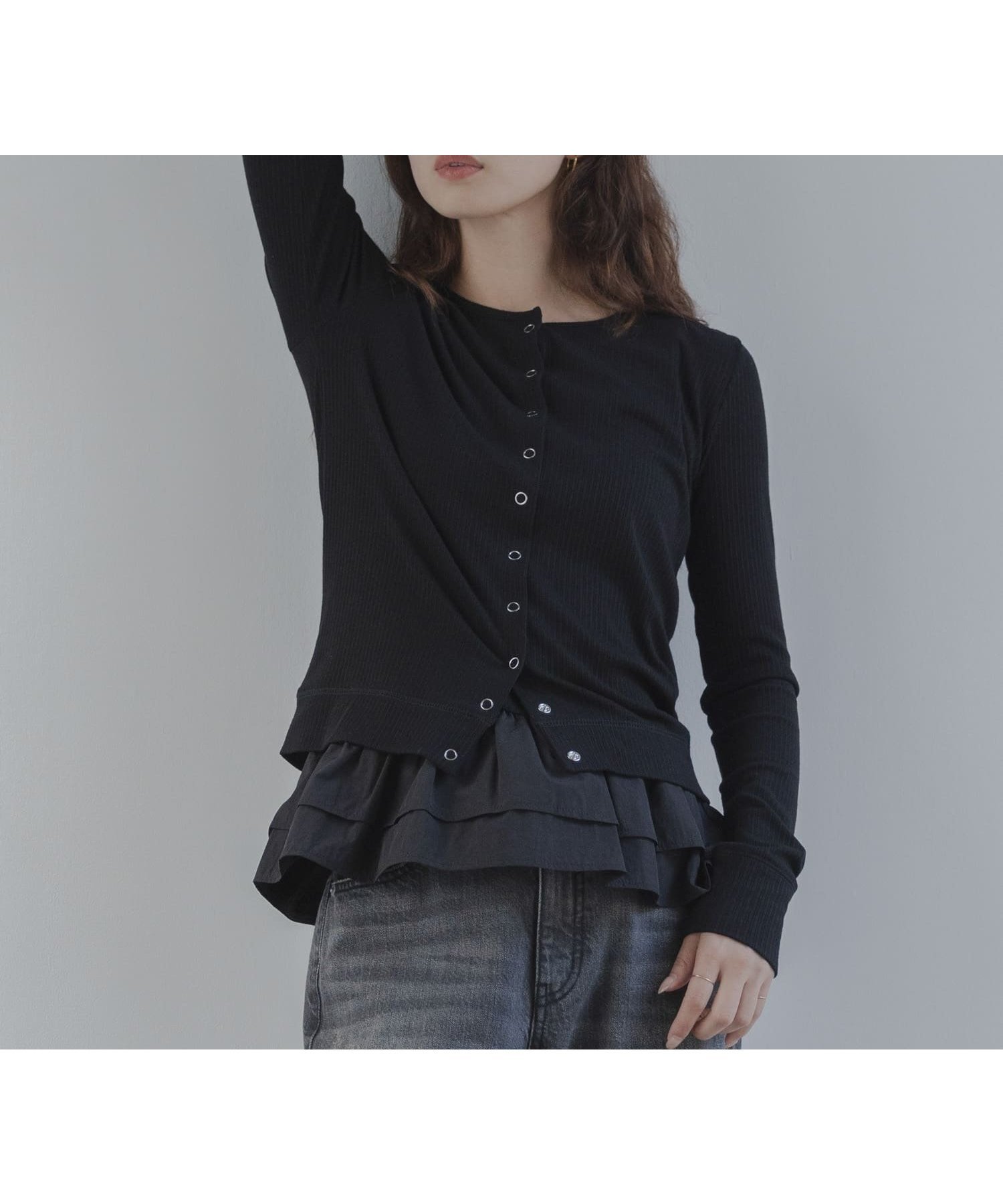 【サニーレーベル/Sonny Label / URBAN RESEARCH】の『WEB限定』裾フリルカットアンサンブル インテリア・キッズ・メンズ・レディースファッション・服の通販 founy(ファニー) 　ファッション　Fashion　レディースファッション　Fashion for Women　トップス・カットソー　Cut & Sew Tops　アンサンブルニット　Knit Ensembles & Twin Sets　アンサンブル　Ensemble Set　カーディガン　Cardigan, Knitwear　コンパクト　Compact, Small Size　シンプル　Simple, Minimal　タンク　Tank Top, Sleeveless Top　テレコ　Ribbed, Rib Stitch　ドッキング　Docking, Mixed Material　ドット　Polka Dot, Dot Pattern　ノースリーブ　Sleeveless, No-Sleeve　フリル　Frill, Ruffle　ワイド　Wide, Wide Fit　S/S・春夏　SS, Spring/Summer, Warm Season　おすすめ　Recommended / Our Picks　夏　Summer　2026年　2026　ブラック|ID: prp329100004819085 ipo3291000000035013096