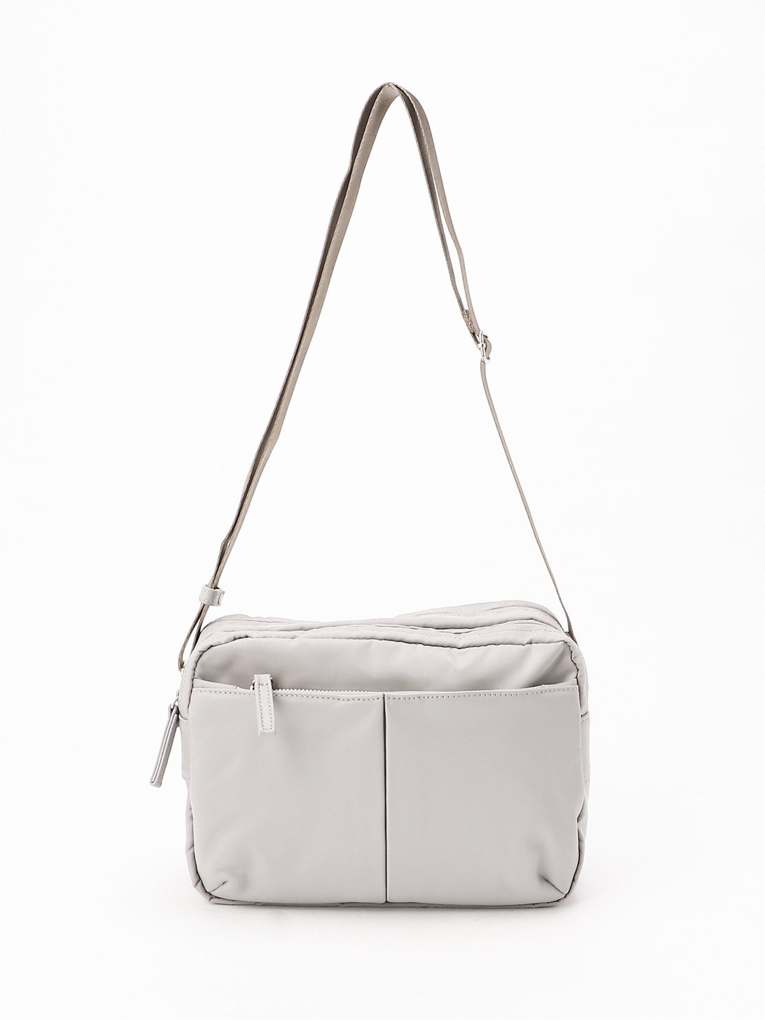 【その他のブランド/Other】のナイロン×牛革コンビシリーズ 横型ショルダーバッグ インテリア・キッズ・メンズ・レディースファッション・服の通販 founy(ファニー) 　ファッション　Fashion　レディースファッション　Fashion for Women　バッグ　Bags　コンビ　Combo, Combination Style　フロント　Front, Front Design　ベーシック　Basic, Essential　財布　Wallet, Purse　軽量　Lightweight, Ultra Light　グレー|ID: prp329100004819189 ipo3291000000035014606