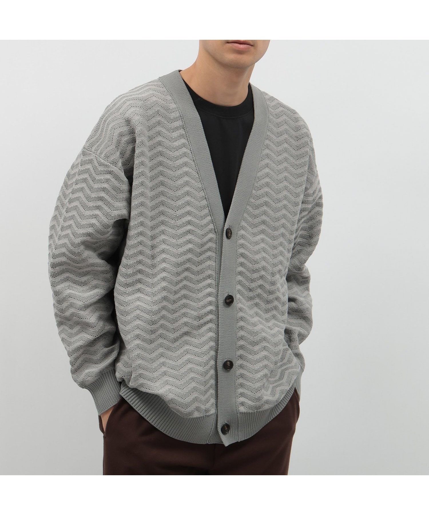 【ラコレ/LAKOLE】のPEジャガードカーディガン インテリア・キッズ・メンズ・レディースファッション・服の通販 founy(ファニー) 　ファッション　Fashion　レディースファッション　Fashion for Women　トップス・カットソー　Cut & Sew Tops　カーディガン・羽織り　Layered Style Cardigans　ワイド　Wide, Wide Fit　ライトグレー12|ID: prp329100004819207 ipo3291000000035014765