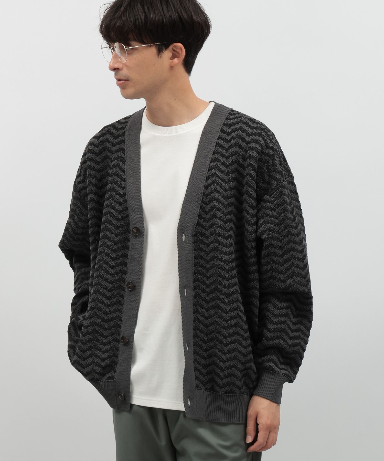 【ラコレ/LAKOLE】のPEジャガードカーディガン インテリア・キッズ・メンズ・レディースファッション・服の通販 founy(ファニー) 　ファッション　Fashion　レディースファッション　Fashion for Women　トップス・カットソー　Cut & Sew Tops　カーディガン・羽織り　Layered Style Cardigans　ワイド　Wide, Wide Fit　チャコール18|ID: prp329100004819207 ipo3291000000035014767