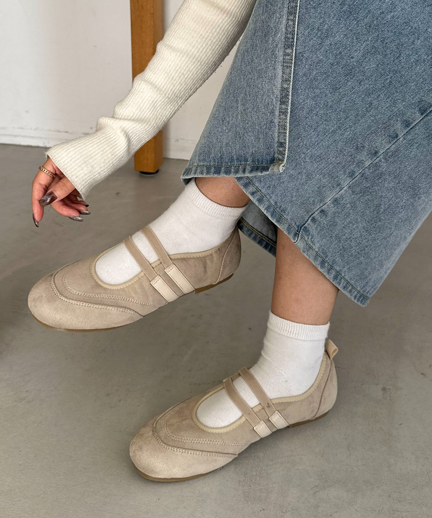 【ディスコート/Discoat】の2ストラップバレエスニーカー インテリア・キッズ・メンズ・レディースファッション・服の通販 founy(ファニー) ファッション Fashion レディースファッション Fashion for Women アイボリー|ID: prp329100004819259 ipo3291000000035015325