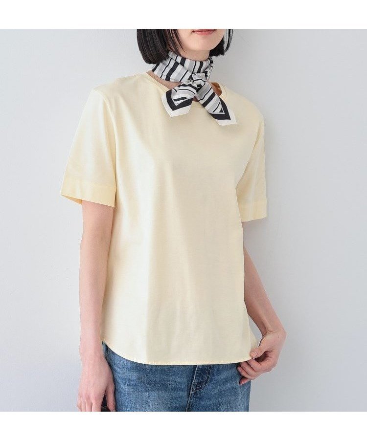 【インディヴィ/INDIVI】の【洗える】シンプルきれいめ無地Tシャツ インテリア・キッズ・メンズ・レディースファッション・服の通販 founy(ファニー) 　ファッション　Fashion　レディースファッション　Fashion for Women　トップス・カットソー　Cut & Sew Tops　シャツ・ブラウス・オフィスカジュアル　Elegant Blouses & Button-Ups　ロングTシャツ・Tシャツ　Longline T-Shirts & Tees　インナー　Innerwear　春　Spring　洗える　Machine Washable　コンパクト　Compact, Small Size　シンプル　Simple, Minimal　ジャケット　Jacket, Outerwear　スマート　Smart, Elegant　無地　Plain, Solid Color　ラウンド　Round, Round Neck　おすすめ　Recommended / Our Picks　イエロー|ID: prp329100004819274 ipo3291000000035015447