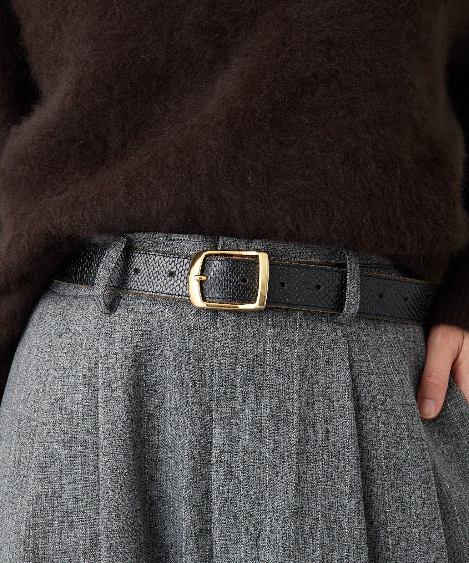 【リヴドロワ/RIVE DROITE】の【MONN. .(モン)】SHIHOコラボ型押しベルト インテリア・キッズ・メンズ・レディースファッション・服の通販 founy(ファニー) 　ファッション　Fashion　レディースファッション　Fashion for Women　ベルト&ウエストマーク　Belts & Waist Accessories　コラボ　Collaboration, Collab　今季　This Season, Current Season　シンプル　Simple, Minimal　デニム　Denim, Jeans Material　人気　Popular, Best Seller　ボトム　Bottoms, Lower Wear　ワイド　Wide, Wide Fit　ワンポイント　One Point, Statement Accent　2022年　2022　再入荷　Restock / Back in Stock　2022-2023秋冬・A/W　Autumn/Winter 2022–23 AW22–23　おすすめ　Recommended / Our Picks　ブラック|ID: prp329100004819331 ipo3291000000035015915