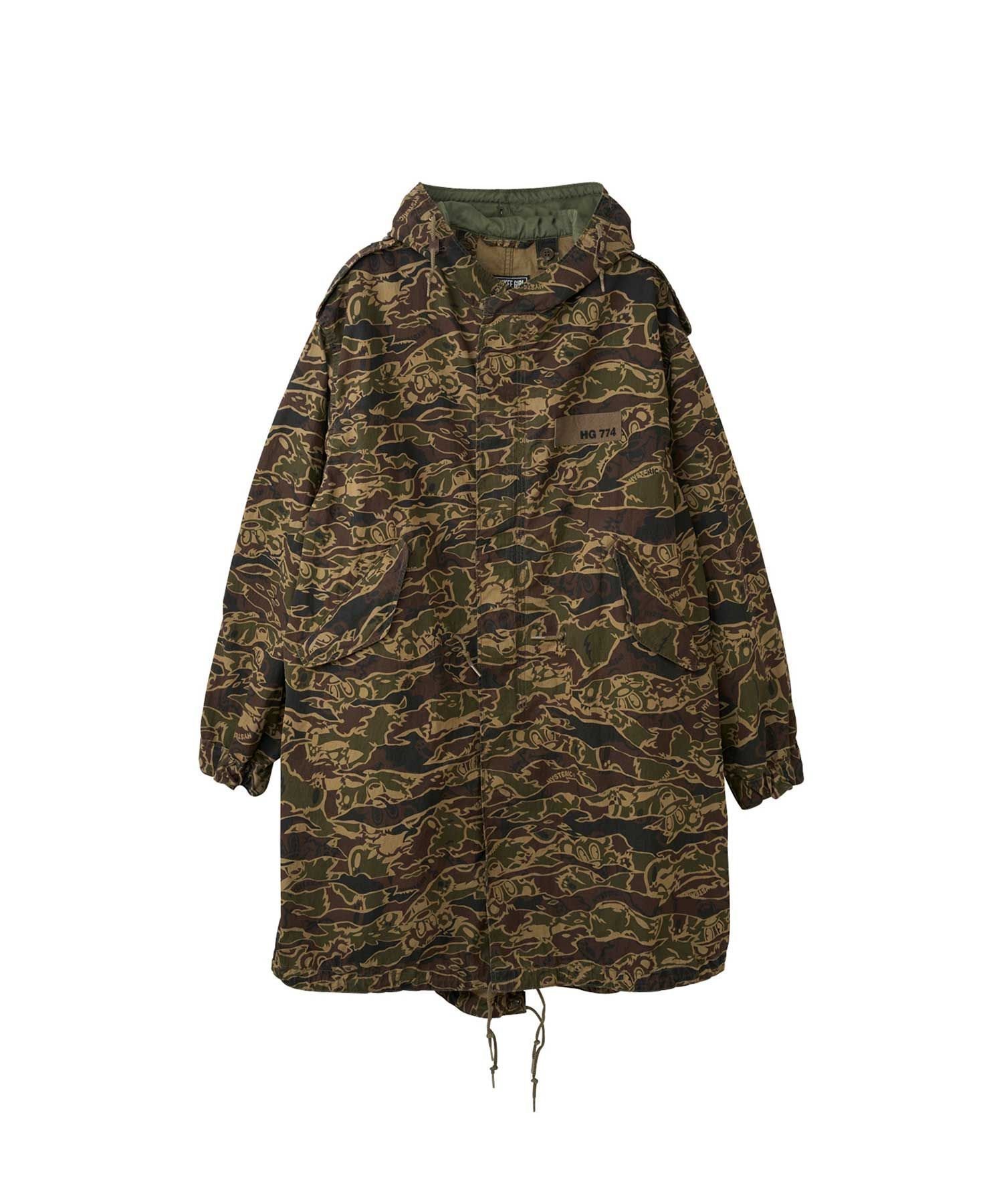 【ヒステリックグラマー/HYSTERIC GLAMOUR / MEN】のFIRE BEAR 774 M-51 モッズコート インテリア・キッズ・メンズ・レディースファッション・服の通販 founy(ファニー) 　ファッション　Fashion　メンズファッション　Fashion for Men　軽量　Lightweight, Ultra Light　フロント　Front, Front Design　ポケット　Pocket, Pocket Detail　モッズコート　Mods Coat, Military Parka　カーキ系柄|ID: prp329100004819360 ipo3291000000035016210