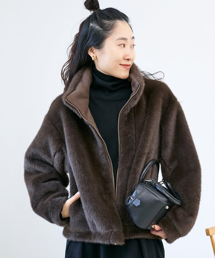 【ルクールブラン/le.coeur blanc】のミンクタッチスタンドカラーファーブルゾン インテリア・キッズ・メンズ・レディースファッション・服の通販 founy(ファニー) https://founy.com/ ファッション Fashion レディースファッション Fashion for Women アウター Coat / Outerwear Collection ブルゾンジャケット・スポーティアウター Blouson Jackets ウェーブ Wavy Pattern ショート Short, Short Length スタンド Stand Collar, Upright Stand バランス Balance, Style Balance フェイクファー Faux Fur, Imitation Fur ボトム Bottoms, Lower Wear エレガント 上品 Elegant |ID: prp329100004819457 ipo3291000000035017199