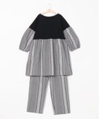 【キッドブルー/KID BLUE】のストライプギンガム 8分袖パジャマ ブラック|ID: prp329100004819459 ipo3291000000035017234