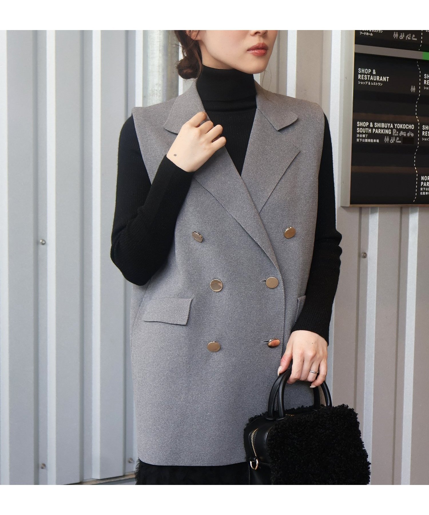 【ルクールブラン/le.coeur blanc】の《手洗い可能》TORRAZZO DONNAミラノリブニットベスト インテリア・キッズ・メンズ・レディースファッション・服の通販 founy(ファニー) 　ファッション　Fashion　レディースファッション　Fashion for Women　アウター　Coat / Outerwear Collection　トップス・カットソー　Cut & Sew Tops　ニット　Knit Tops & Sweaters　ベスト&ジレ / 重ね着スタイル　Vests & Gilets　おすすめ　Recommended / Our Picks　カットソー　Cut and Sewn Top　ダブル　Double, Double-Breasted　ベスト　Vest, Waistcoat　ミラノリブ　Milano Rib, Milano Stitch　モダン　Modern, Contemporary　グレー|ID: prp329100004819466 ipo3291000000035017293