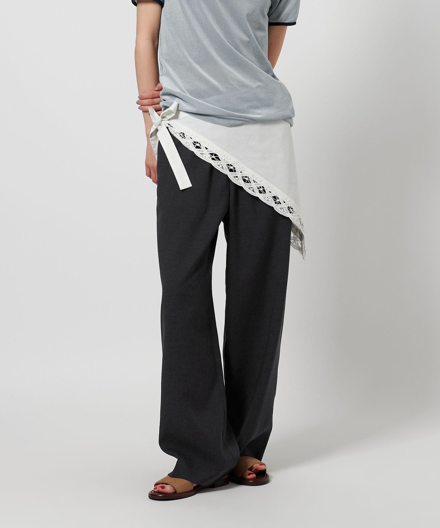 【ユナイテッドアローズ/UNITED ARROWS】のポリエステルブレンド ドロースト イージーパンツ インテリア・キッズ・メンズ・レディースファッション・服の通販 founy(ファニー) 　ファッション　Fashion　レディースファッション　Fashion for Women　パンツ　Pants & Trousers　春　Spring　洗える　Machine Washable　コンパクト　Compact, Small Size　サンダル　Sandals, Summer Shoes　シンプル　Simple, Minimal　ジャケット　Jacket, Outerwear　ストレート　Straight, Straight Cut　スニーカー　Sneakers, Trainers　定番　Standard, Basic Item　ルーズ　Loose, Oversized　S/S・春夏　SS, Spring/Summer, Warm Season　アウトレット　Outlet / Clearance　夏　Summer　DK.GRAY|ID: prp329100004819497 ipo3291000000035017685