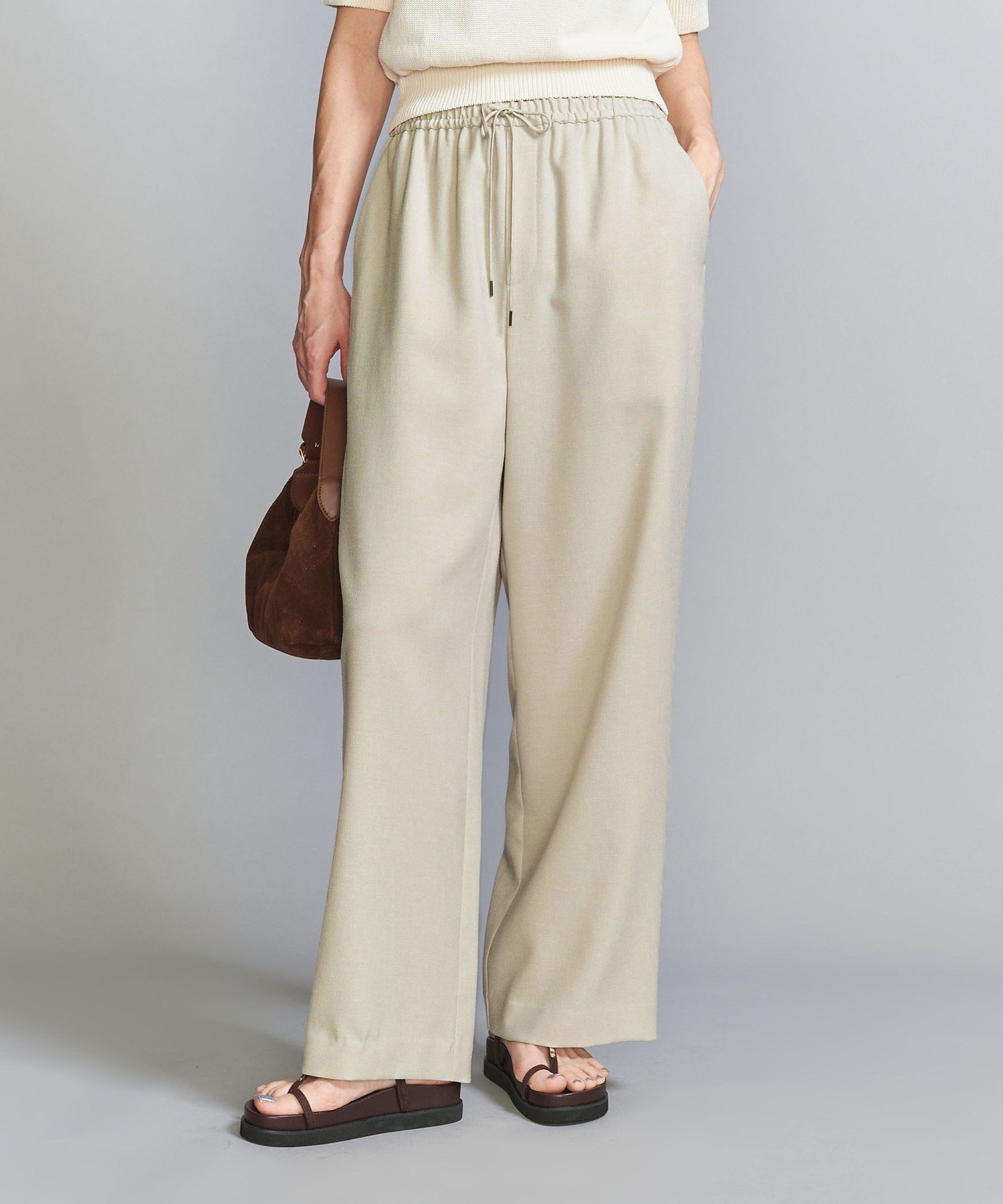 【ユナイテッドアローズ/UNITED ARROWS】のポリエステルブレンド ドロースト イージーパンツ インテリア・キッズ・メンズ・レディースファッション・服の通販 founy(ファニー) 　ファッション　Fashion　レディースファッション　Fashion for Women　パンツ　Pants & Trousers　春　Spring　洗える　Machine Washable　コンパクト　Compact, Small Size　サンダル　Sandals, Summer Shoes　シンプル　Simple, Minimal　ジャケット　Jacket, Outerwear　ストレート　Straight, Straight Cut　スニーカー　Sneakers, Trainers　定番　Standard, Basic Item　ルーズ　Loose, Oversized　S/S・春夏　SS, Spring/Summer, Warm Season　アウトレット　Outlet / Clearance　夏　Summer　NATURAL|ID: prp329100004819497 ipo3291000000035017687