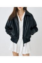 【マウジー/moussy】のF/LEATHER GATHER ブルゾン BLK|ID: prp329100004819530 ipo3291000000035018051
