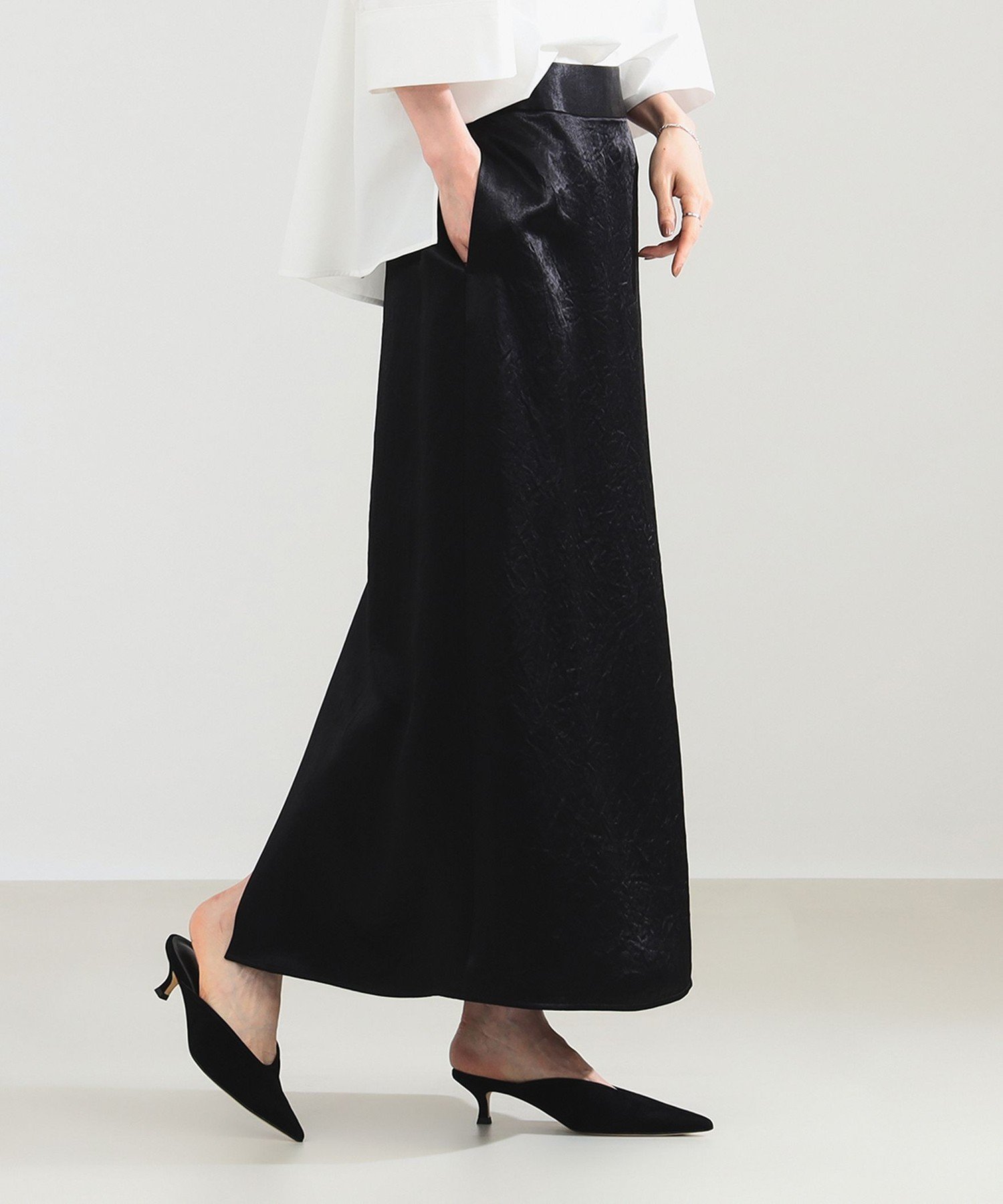 【デミルクス ビームス/Demi-Luxe BEAMS】の【12/25新規値下げ】アセテート サテン イージースカート インテリア・キッズ・メンズ・レディースファッション・服の通販 founy(ファニー) 　ファッション　Fashion　レディースファッション　Fashion for Women　スカート　Skirts　エレガント 上品　Elegant　サテン　Satin, Glossy Fabric　ストレート　Straight, Straight Cut　スリット　Slit, Slit Detail　ドレープ　Drape, Draping Fabric　フェミニン　Feminine, Girly　ポケット　Pocket, Pocket Detail　ミックス　Mix, Mixed Style　おすすめ　Recommended / Our Picks　BLACK|ID: prp329100004819603 ipo3291000000035018790