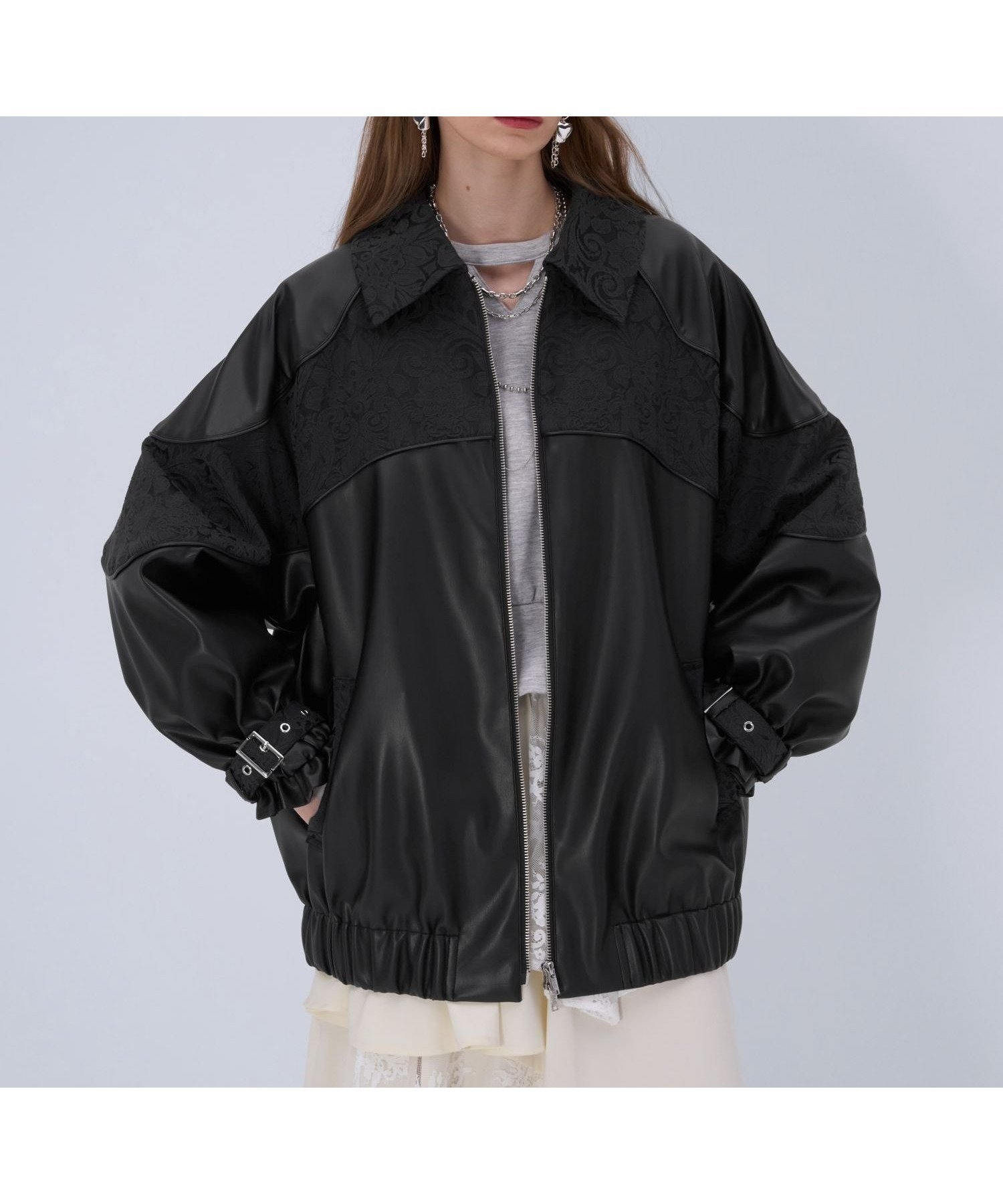 【ハレ/HARE】のアソートジャガードキリカエブルゾン インテリア・キッズ・メンズ・レディースファッション・服の通販 founy(ファニー) 　ファッション　Fashion　レディースファッション　Fashion for Women　アウター　Coat / Outerwear Collection　ブルゾンジャケット・スポーティアウター　Blouson Jackets　おすすめ　Recommended / Our Picks　ウェーブ　Wavy Pattern　クール　Cool, Chic　ストレート　Straight, Straight Cut　デニム　Denim, Jeans Material　バルーン　Balloon, Balloon Silhouette　フェイクレザー　Faux Leather, PU Leather　ブルゾン　Blouson, Bomber Jacket　ミドル　Middle Length, Mid Height　ロング　Long, Long-Length　ワイド　Wide, Wide Fit　無地　Plain, Solid Color　ブラック09|ID: prp329100004819626 ipo3291000000035019263