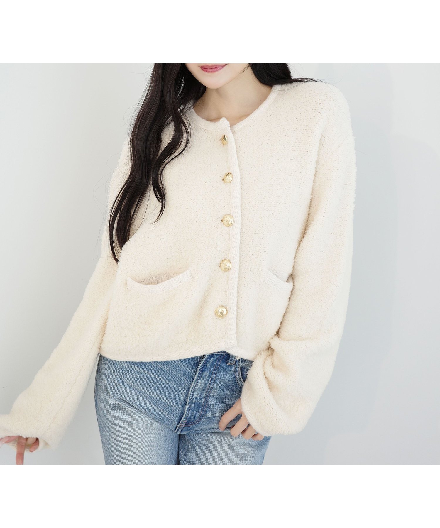 【エイミーイストワール/eimy istoire】のTEDDY KNIT JACKET 人気、トレンドファッション・服の通販 founy(ファニー) 　ファッション　Fashion　レディースファッション　Fashion for Women　アウター　Coat / Outerwear Collection　レディースジャケット・軽アウター　Jackets　トップス・カットソー　Cut & Sew Tops　ニット　Knit Tops & Sweaters　アクセサリー　Fashion Accessories　クラシカル　Classical, Vintage-Inspired　コンパクト　Compact, Small Size　デニム　Denim, Jeans Material　パイピング　Piping, Trim Design　リュクス　Luxury, Elegant, High-End, Chic　A/W・秋冬　Autumn/Winter　再入荷　Restock / Back in Stock　エレガント 上品　Elegant　 other-1|ID: prp329100004819643 ipo3291000000035019433