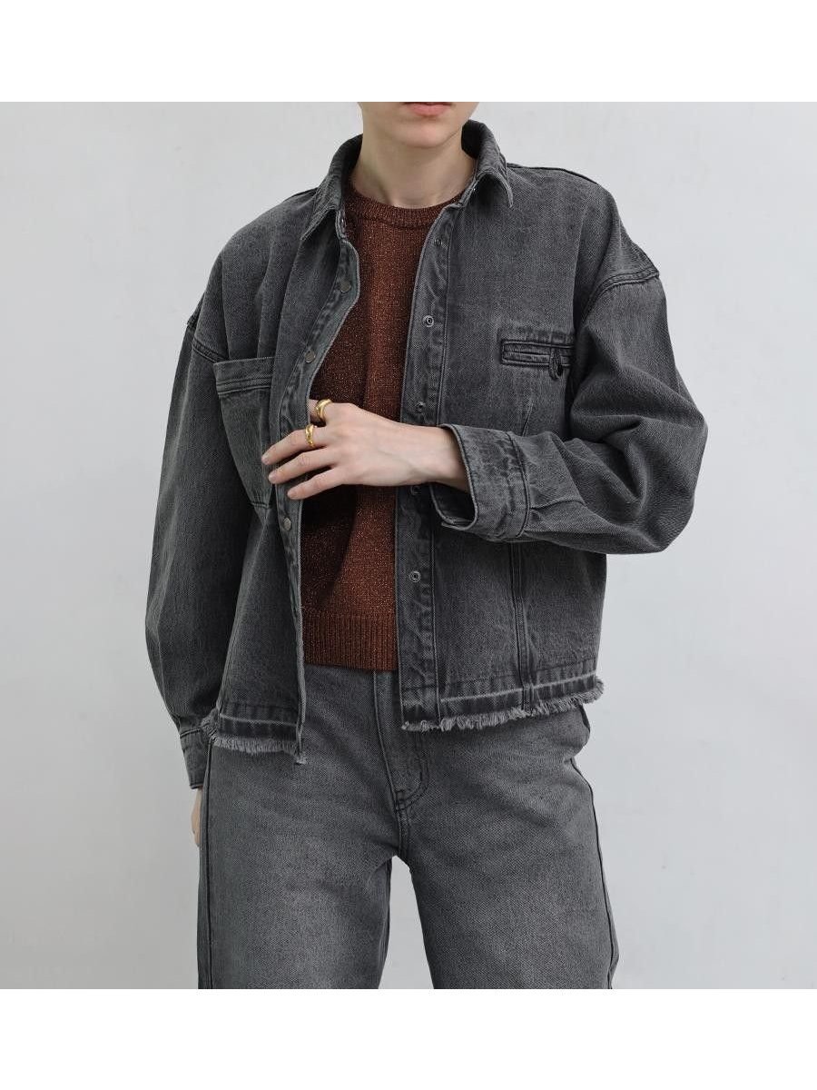 【ラシュッド/LASUD】のカットオフデニムジャケット インテリア・キッズ・メンズ・レディースファッション・服の通販 founy(ファニー) ファッション Fashion レディースファッション Fashion for Women アウター Coat / Outerwear Collection レディースジャケット・軽アウター Jackets デニムジャケット / カジュアルアウター Denim Jackets アシンメトリー Asymmetrical Style エアリー Airy Texture ジャケット Jacket, Outerwear デニム Denim, Jeans Material ビンテージ Vintage, Retro Style ロング Long, Long-Length エレガント 上品 Elegant グレー|ID: prp329100004819645 ipo3291000000035019480