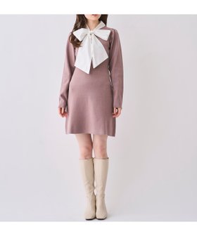 【スウィングル/Swingle】の【NEW YEAR SPECIAL ITEM】ボウタイリボン付きニットワンピース 人気、トレンドファッション・服の通販 founy(ファニー) ファッション Fashion レディースファッション Fashion for Women ワンピース Dresses ニットワンピース Knit Dresses シンプル Simple, Minimal バランス Balance, Style Balance リボン Ribbon, Bow |ID:prp329100004819658