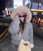 【ナイスクラップ/NICE CLAUP】のケーブルニット中綿ブルゾン グレー|ID: prp329100004819675 ipo3291000000035019817