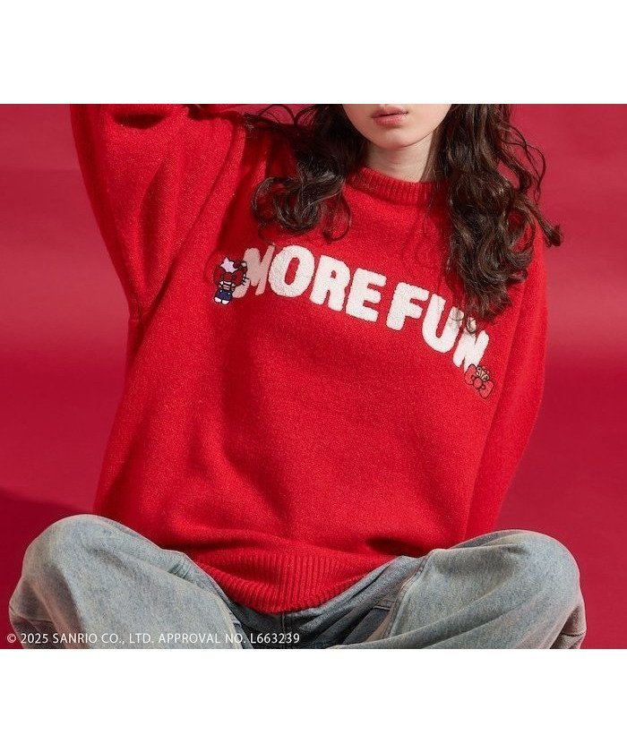 【フリークスストア/FREAK'S STORE】の「HELLO KITTY」 サガラ刺繍 ロゴ ニット 25AW インテリア・キッズ・メンズ・レディースファッション・服の通販 founy(ファニー) 　ファッション　Fashion　レディースファッション　Fashion for Women　トップス・カットソー　Cut & Sew Tops　ニット　Knit Tops & Sweaters　2025年　2025　2025-2026秋冬・A/W　Autumn/Winter 2025–26 AW25–26　冬　Winter / This Winter　スペシャル　Special, Limited Edition　モチーフ　Motif, Design Theme　リボン　Ribbon, Bow　A/W・秋冬　Autumn/Winter　レッド|ID: prp329100004819682 ipo3291000000035019903