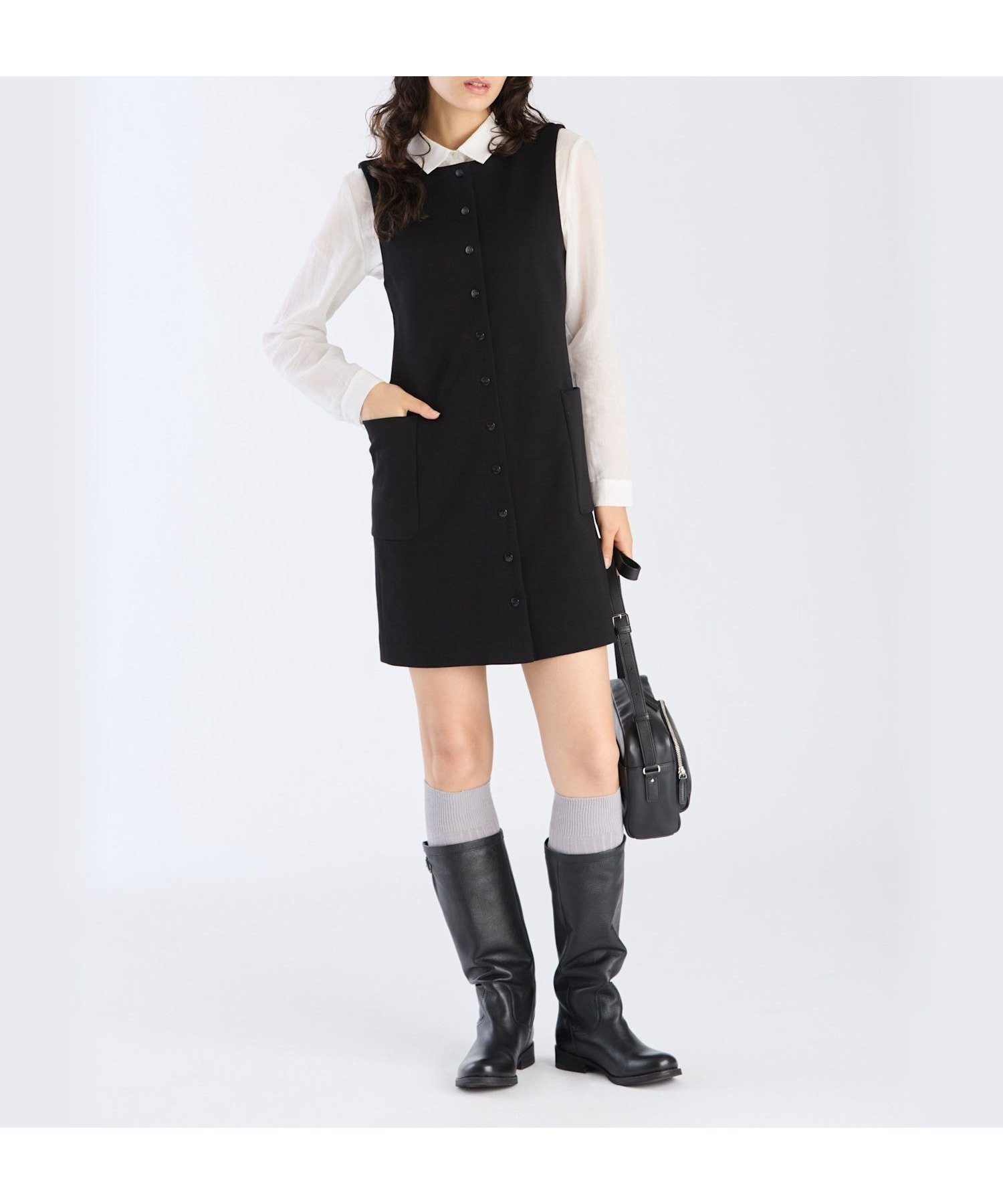 【アニエスベー ファム/agnes b. FEMME】のポンテ ジレ ワンピース インテリア・キッズ・メンズ・レディースファッション・服の通販 founy(ファニー) 　ファッション　Fashion　レディースファッション　Fashion for Women　アウター　Coat / Outerwear Collection　インナー　Innerwear　クラシカル　Classical, Vintage-Inspired　フォーマル　Formal, Dressy　フロント　Front, Front Design　ポケット　Pocket, Pocket Detail　ブラック|ID: prp329100004819685 ipo3291000000035019920