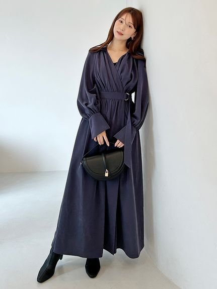 【スナイデル/SNIDEL】のバリエカシュクールシャツワンピース インテリア・キッズ・メンズ・レディースファッション・服の通販 founy(ファニー) 　ファッション　Fashion　レディースファッション　Fashion for Women　ワンピース　Dresses　シャツワンピース / 1枚で着映えコーデ　Shirt Dresses　エレガント 上品　Elegant　カシュクール　Wrap Design　カフス　Cuff Design　ギャザー　Gathered, Ruffled　スマート　Smart, Elegant　スリット　Slit, Slit Detail　とろみ　Fluid, Flowy Fabric　ツイル　Twist, Twisted Detail　ドレープ　Drape, Draping Fabric　ビッグ　Big, Oversized　ピーチ　Peach, Soft Touch　フィット　Fit, Slim Fit　ロング　Long, Long-Length　おすすめ　Recommended / Our Picks　NVY[089]|ID: prp329100004819709 ipo3291000000035020302