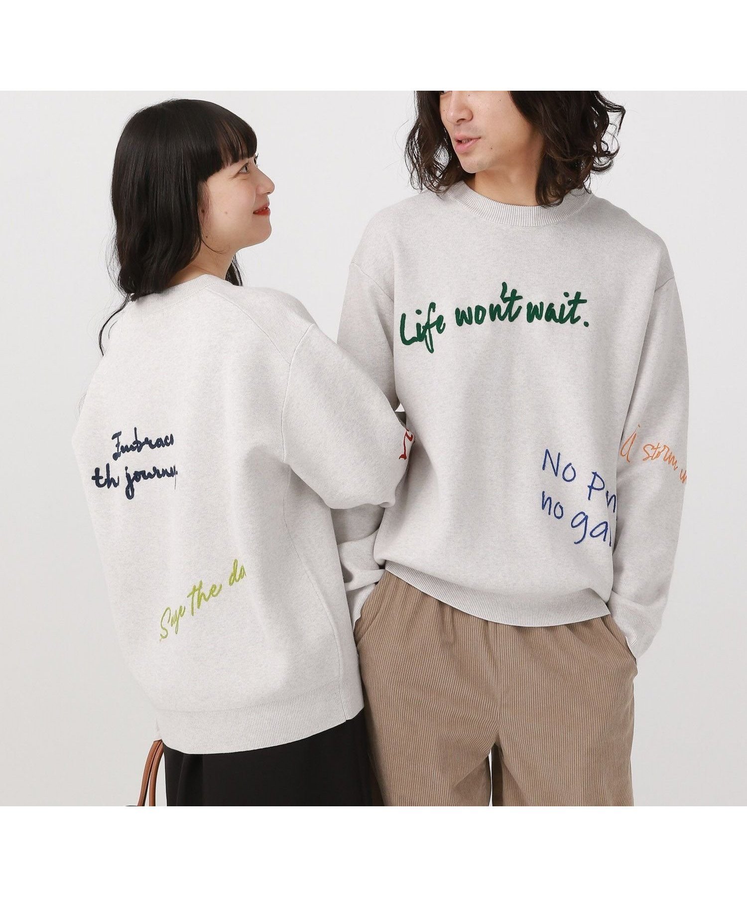 【グローバルワーク/GLOBAL WORK】のスウェットライクオテラクニット/ロゴ/581070 人気、トレンドファッション・服の通販 founy(ファニー) 　ファッション　Fashion　レディースファッション　Fashion for Women　トップス・カットソー　Cut & Sew Tops　ニット　Knit Tops & Sweaters　レディースパーカー・カジュアルフーディー　Casual Hoodies & Sweatshirts　スウェット・クルーネックトップス　Sweatshirts & Crewnecks / Relaxed Fit Sweat Tops　おすすめ　Recommended / Our Picks　シンプル　Simple, Minimal　ミラノリブ　Milano Rib, Milano Stitch　 other-1|ID: prp329100004819736 ipo3291000000035020759