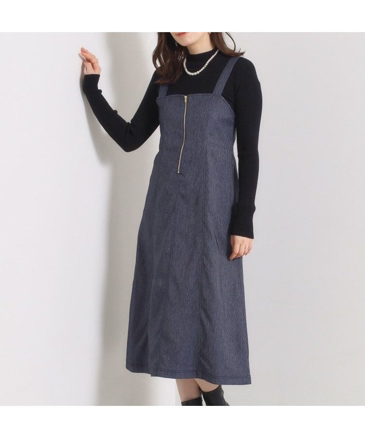 【イッツデモ/ITS' DEMO】の【手洗い可】デニム風ジャンスカ インテリア・キッズ・メンズ・レディースファッション・服の通販 founy(ファニー) 　ファッション　Fashion　レディースファッション　Fashion for Women　スマート　Smart, Elegant　チェック　Check, Plaid, Tartan　デニム　Denim, Jeans Material　フィット　Fit, Slim Fit　プリント　Print, Printed Pattern　ポケット　Pocket, Pocket Detail　無地　Plain, Solid Color　再入荷　Restock / Back in Stock　おすすめ　Recommended / Our Picks　エレガント 上品　Elegant　ブルー|ID: prp329100004819762 ipo3291000000035021216