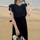 【ジュノア/JUNOAH】のリネン混フリルベストセットキャミワンピース ブラック|ID: prp329100004819775 ipo3291000000035021384