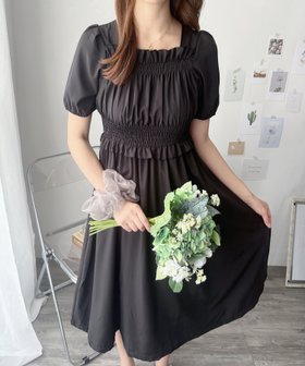 【アミュレット/Amulet】の【Amulet】シャーリングパフスリーブワンピース 人気、トレンドファッション・服の通販 founy(ファニー) ファッション Fashion レディースファッション Fashion for Women ワンピース Dresses カーディガン Cardigan, Knitwear ギャザー Gathered, Ruffled ジャケット Jacket, Outerwear スクエア Square, Square Shape フィット Fit, Slim Fit エレガント 上品 Elegant |ID:prp329100004819779