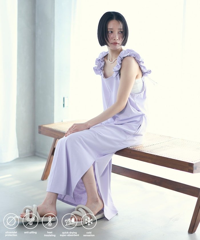 【フリークスストア/FREAK'S STORE】の機能性素材 AIRDRY ドロストショルダーワンピース / エアドライ ギャザーロングワンピース / 吸水速乾 / 接触冷感 / UVカット 25SS インテリア・キッズ・メンズ・レディースファッション・服の通販 founy(ファニー) 　ファッション　Fashion　レディースファッション　Fashion for Women　ワンピース　Dresses　インナー　Innerwear　ギャザー　Gathered, Ruffled　吸水　Absorbent, Quick-Dry　サンダル　Sandals, Summer Shoes　スニーカー　Sneakers, Trainers　スポーツ　Sports, Activewear　ポケット　Pocket, Pocket Detail　リラックス　Relax, Relaxed Fit　ロング　Long, Long-Length　S/S・春夏　SS, Spring/Summer, Warm Season　おすすめ　Recommended / Our Picks　夏　Summer　2025年　2025　2025春夏・S/S　Spring/Summer 2025 SS25　ラベンダー|ID: prp329100004819782 ipo3291000000035021444