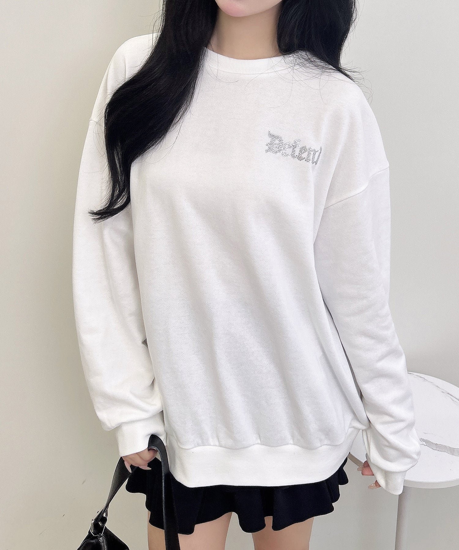 【イング/INGNI】のBackラインストーン裏毛チュニック 人気、トレンドファッション・服の通販 founy(ファニー) 　ファッション　Fashion　レディースファッション　Fashion for Women　トップス・カットソー　Cut & Sew Tops　おすすめ　Recommended / Our Picks　クール　Cool, Chic　シンプル　Simple, Minimal　スタイリッシュ　Stylish, Fashionable　ストーン　Stone, Gem-Like　スマホ　Smartphone, Mobile Device　チュニック　Tunic, Long Top　ビッグ　Big, Oversized　フロント　Front, Front Design　 other-1|ID: prp329100004819783 ipo3291000000035021459