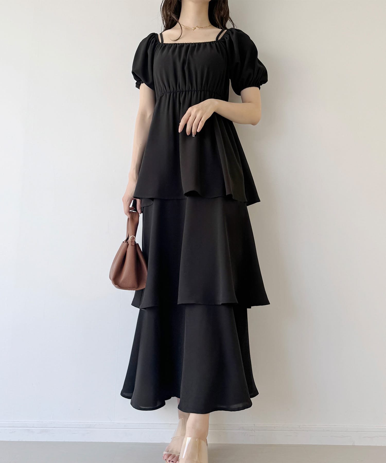 【ジュノア/JUNOAH】の2wayオフショルティアードワンピース インテリア・キッズ・メンズ・レディースファッション・服の通販 founy(ファニー) 　ファッション　Fashion　レディースファッション　Fashion for Women　ワンピース　Dresses　ブラック|ID: prp329100004819786 ipo3291000000035021526