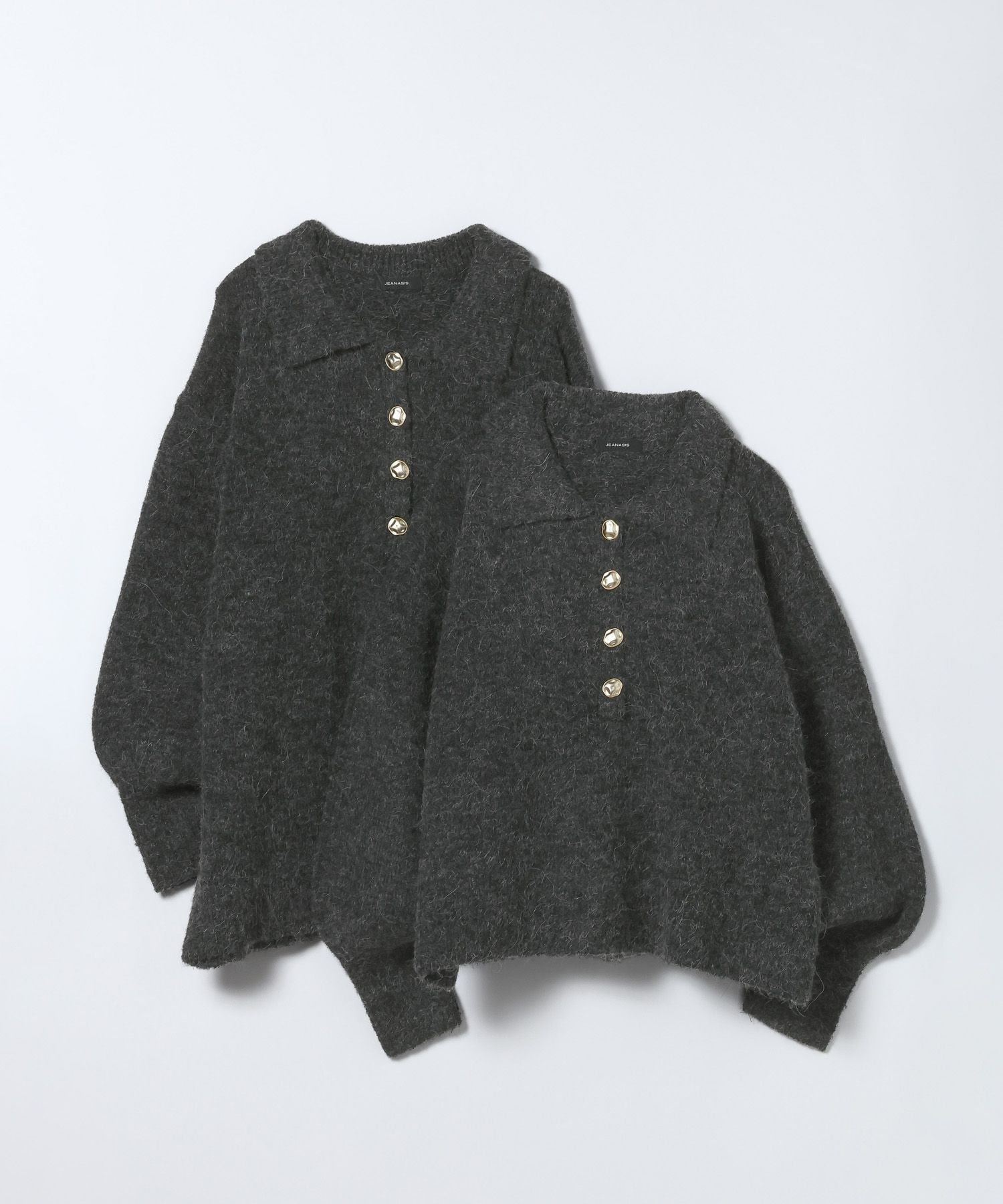 【ジーナシス/JEANASiS】の選べる着丈/7Gアルパカブレンドポロニット インテリア・キッズ・メンズ・レディースファッション・服の通販 founy(ファニー) 　ファッション　Fashion　レディースファッション　Fashion for Women　トップス・カットソー　Cut & Sew Tops　ニット　Knit Tops & Sweaters　おすすめ　Recommended / Our Picks　サテン　Satin, Glossy Fabric　ボトム　Bottoms, Lower Wear　ミドル　Middle Length, Mid Height　ルーズ　Loose, Oversized　ロング　Long, Long-Length　ワイド　Wide, Wide Fit　ブラック系その他|ID: prp329100004819792 ipo3291000000035021648