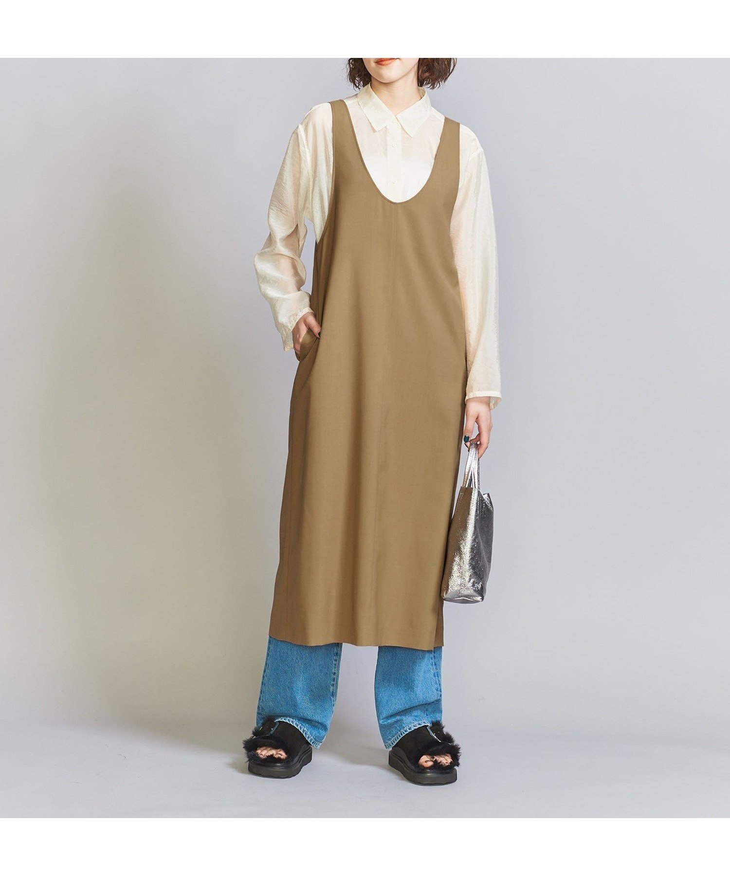 【ユナイテッドアローズ/UNITED ARROWS】のポプリン レイヤード ワンピース インテリア・キッズ・メンズ・レディースファッション・服の通販 founy(ファニー) 　ファッション　Fashion　レディースファッション　Fashion for Women　ワンピース　Dresses　インナー　Innerwear　秋　Autumn　コンパクト　Compact, Small Size　今季　This Season, Current Season　ジャケット　Jacket, Outerwear　スウェット / スエット　Sweatshirt, Sweatwear　セットアップ　Set-Up, Coordinated Outfit　ベロア　Velour, Soft Velvet　ベーシック　Basic, Essential　ポケット　Pocket, Pocket Detail　メランジ　Melange, Mixed Yarn　ラップ　Wrap, Wrap Design　A/W・秋冬　Autumn/Winter　アウトレット　Outlet / Clearance　おすすめ　Recommended / Our Picks　エレガント 上品　Elegant　BEIGE|ID: prp329100004819793 ipo3291000000035021669