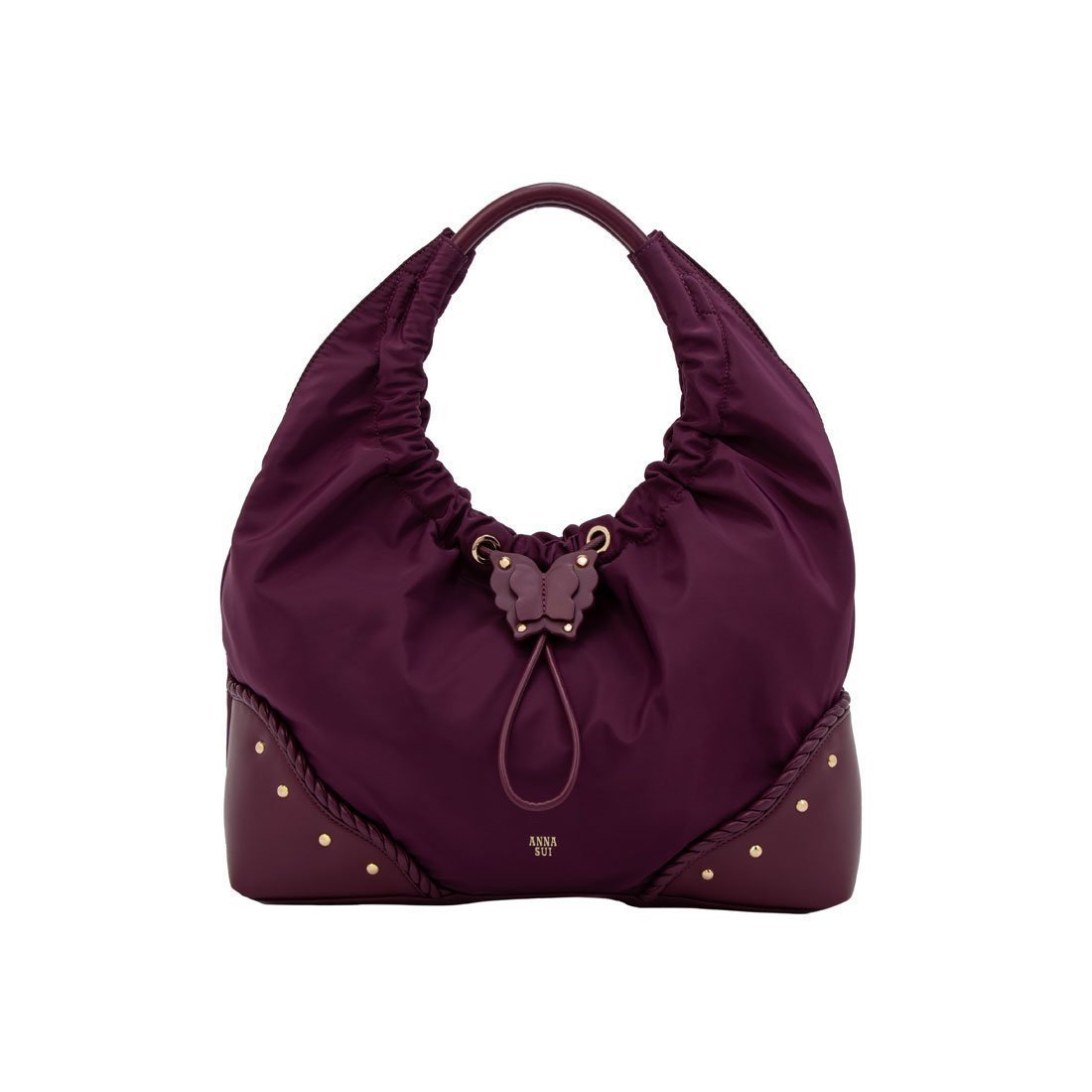 【クイーポ/KUIPO】のアナスイ ANNA SUI バタフライツイスト ワンショルダーバッグ インテリア・キッズ・メンズ・レディースファッション・服の通販 founy(ファニー) 　ファッション　Fashion　レディースファッション　Fashion for Women　バッグ　Bags　コレクション　Collection, Seasonal Line　巾着　Drawstring Bag, Kinchaku　シャーリング　Shirring, Ruched　スタッズ　Studs, Metal Accents　財布　Wallet, Purse　ツイスト　Tweed, Tweed Fabric　バタフライ　Butterfly, Butterfly Motif　フェミニン　Feminine, Girly　フラワー　Flower, Floral　プリント　Print, Printed Pattern　モチーフ　Motif, Design Theme　A/W・秋冬　Autumn/Winter　おすすめ　Recommended / Our Picks　旅行　Travel　ビジネス 仕事 通勤　Business / Work / Commuting　ワイン|ID: prp329100004819879 ipo3291000000035022617