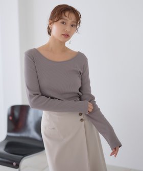 【アンデミュウ/Andemiu】の2WAYリブカットソー 人気、トレンドファッション・服の通販 founy(ファニー) ファッション Fashion レディースファッション Fashion for Women トップス・カットソー Cut & Sew Tops カットソー・ベーシックTシャツ Cut-and-Sewn Tops / Stretch Tees & Basics インナー Innerwear ジャケット Jacket, Outerwear デコルテ Décolleté, Neckline フィット Fit, Slim Fit |ID:prp329100004820034