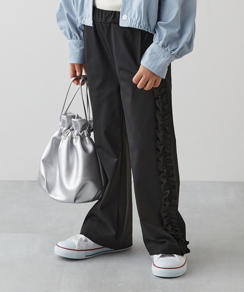 【デビロック/devirock / KIDS】の【イージーウォッシュ】乾燥機OK サイドフリルパンツ ロングパンツ ボトムス 25AW インテリア・キッズ・メンズ・レディースファッション・服の通販 founy(ファニー) ファッション Fashion キッズファッション Fashion for Kids ボトムス Bottoms ストレッチ Stretch, Stretchy Fabric トレンド Trend, Trending Now なめらか Smooth, Silky Texture フリル Frill, Ruffle ロング Long, Long-Length おすすめ Recommended / Our Picks 2025年 2025 2025-2026秋冬・A/W Autumn/Winter 2025–26 AW25–26 001-ブラック|ID: prp329100004820052 ipo3291000000035024694