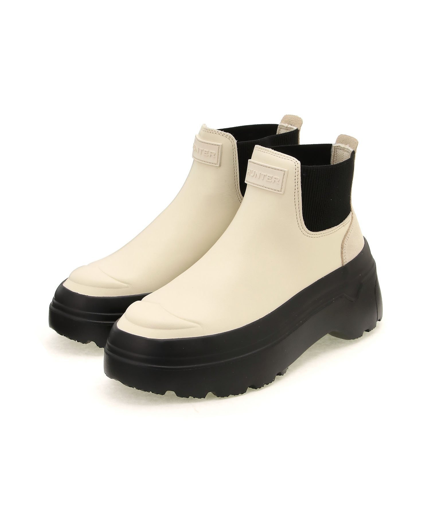 【ハンター/HUNTER】のリファインド エクスプローラー プルオン レザー ブーツ インテリア・キッズ・メンズ・レディースファッション・服の通販 founy(ファニー) ファッション Fashion レディースファッション Fashion for Women フィット Fit, Slim Fit フロント Front, Front Design 軽量 Lightweight, Ultra Light ブラック/キャンバスクリーム|ID: prp329100004820074 ipo3291000000035024920