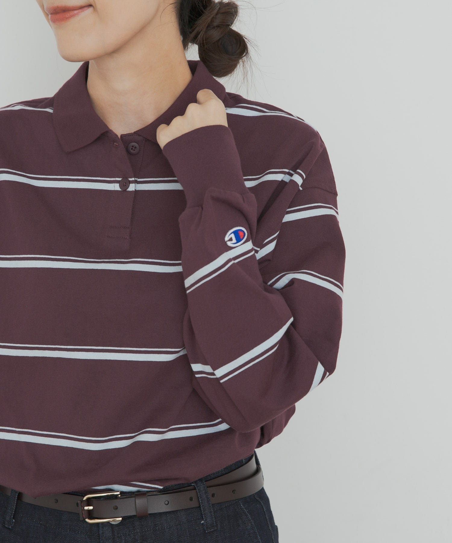 【アーバンリサーチ ドアーズ/URBAN RESEARCH DOORS】のChampion LONGSLEEVE BORDER POLO インテリア・キッズ・メンズ・レディースファッション・服の通販 founy(ファニー) 　ファッション　Fashion　レディースファッション　Fashion for Women　トップス・カットソー　Cut & Sew Tops　スポーツ　Sports, Activewear　フィット　Fit, Slim Fit　ボーダー　Border, Stripe　リラックス　Relax, Relaxed Fit　A/W・秋冬　Autumn/Winter　冬　Winter / This Winter　2025年　2025　2025-2026秋冬・A/W　Autumn/Winter 2025–26 AW25–26　BURGUNDY|ID: prp329100004820087 ipo3291000000035025050