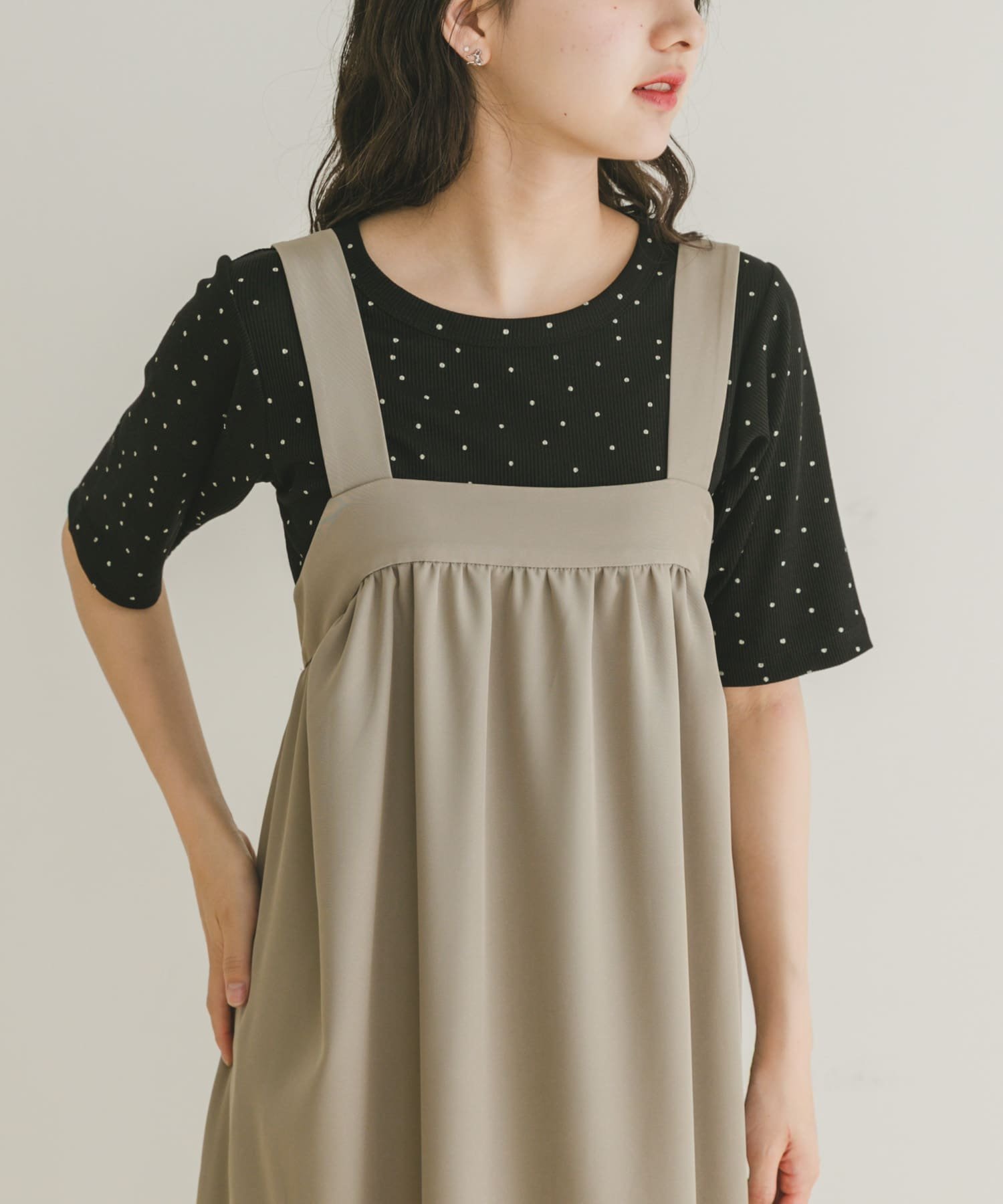 【アイテムズアーバンリサーチ/ITEMS URBAN RESEARCH】の5ブソデリブTシャツ インテリア・キッズ・メンズ・レディースファッション・服の通販 founy(ファニー) 　ファッション　Fashion　レディースファッション　Fashion for Women　トップス・カットソー　Cut & Sew Tops　シャツ・ブラウス・オフィスカジュアル　Elegant Blouses & Button-Ups　ロングTシャツ・Tシャツ　Longline T-Shirts & Tees　2025年　2025　2025春夏・S/S　Spring/Summer 2025 SS25　インナー　Innerwear　コンパクト　Compact, Small Size　ドット　Polka Dot, Dot Pattern　フィット　Fit, Slim Fit　ベーシック　Basic, Essential　エレガント 上品　Elegant　夏　Summer　S/S・春夏　SS, Spring/Summer, Warm Season　BLK|ID: prp329100004820103 ipo3291000000035025149