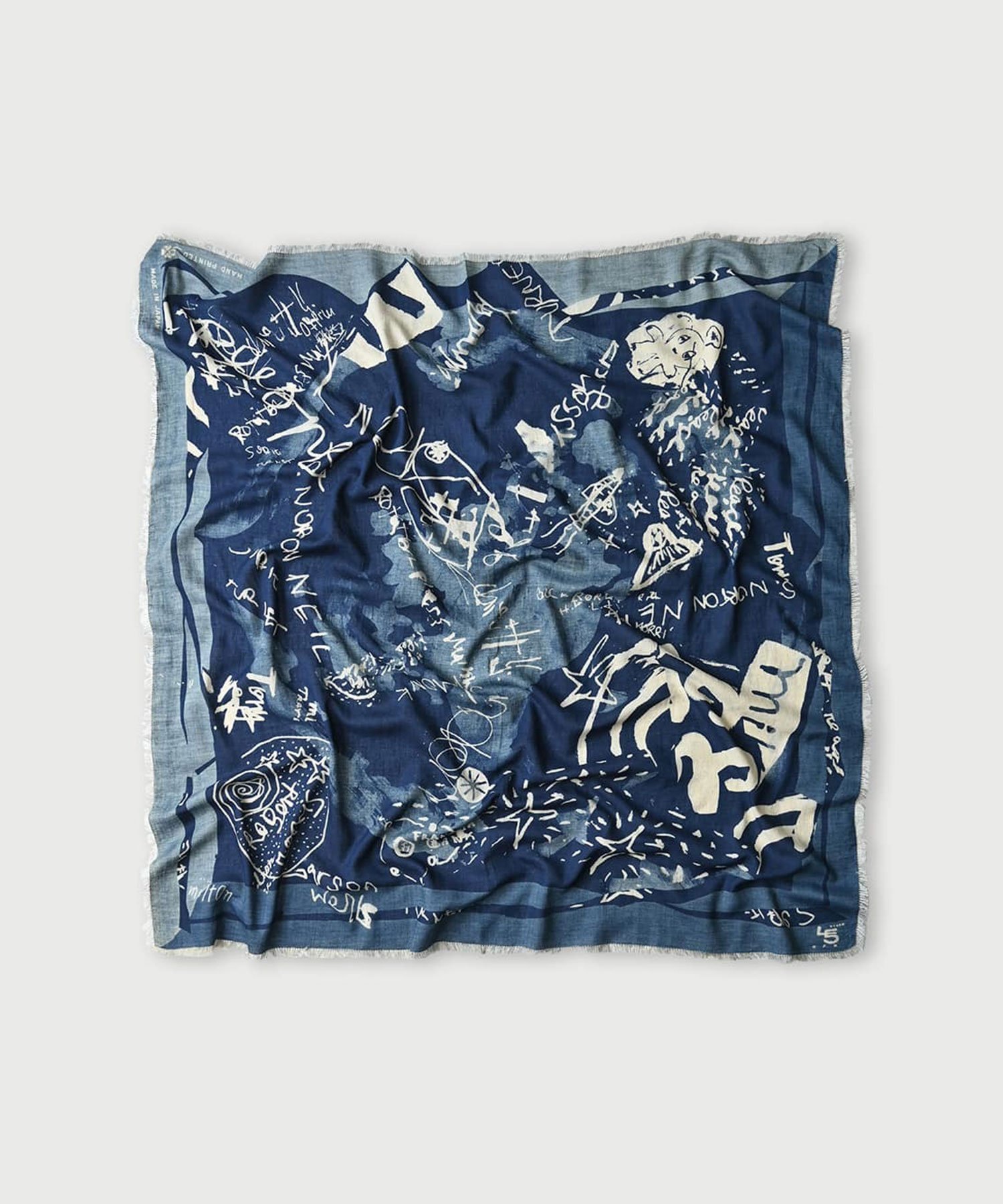 【フォーティファイブ アール/45R】のスーピマ綾のらくがき風呂敷(インディゴ) インテリア・キッズ・メンズ・レディースファッション・服の通販 founy(ファニー) 　ファッション　Fashion　レディースファッション　Fashion for Women　インディゴ　Indigo Denim　シルク　Silk, 100% Silk　スーピマ　Supima, Premium Cotton　インディゴ|ID: prp329100004820155 ipo3291000000035025513