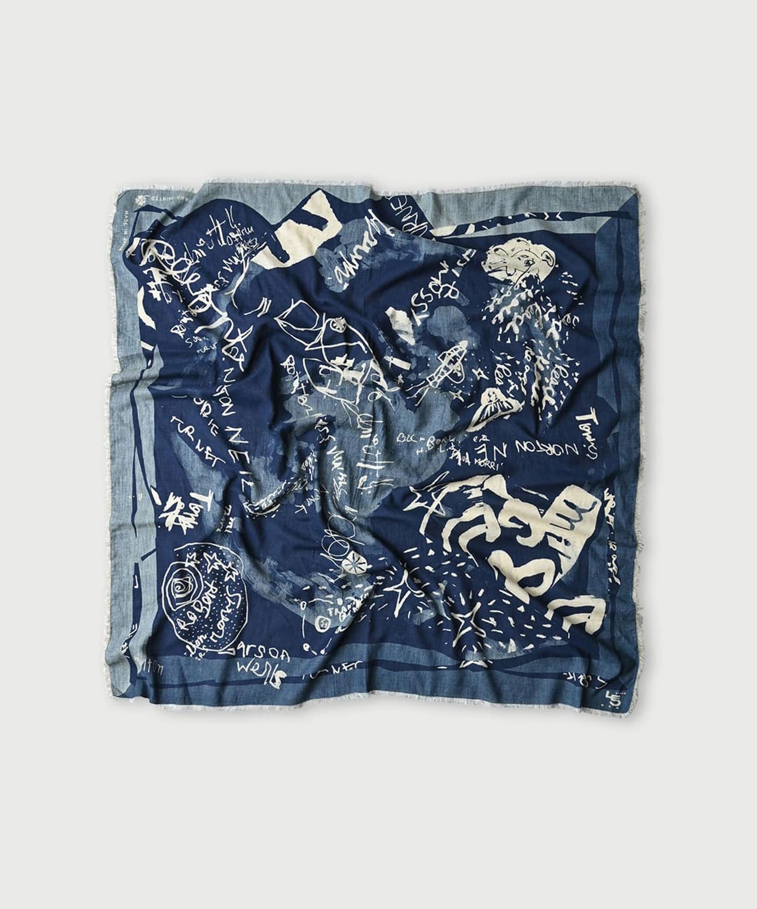 【フォーティファイブ アール/45R】のスーピマ綾のらくがき風呂敷(インディゴ) インテリア・キッズ・メンズ・レディースファッション・服の通販 founy(ファニー) 　ファッション　Fashion　レディースファッション　Fashion for Women　インディゴ　Indigo Denim　シルク　Silk, 100% Silk　スーピマ　Supima, Premium Cotton　インディゴ オーストラリア綾|ID: prp329100004820155 ipo3291000000035025514