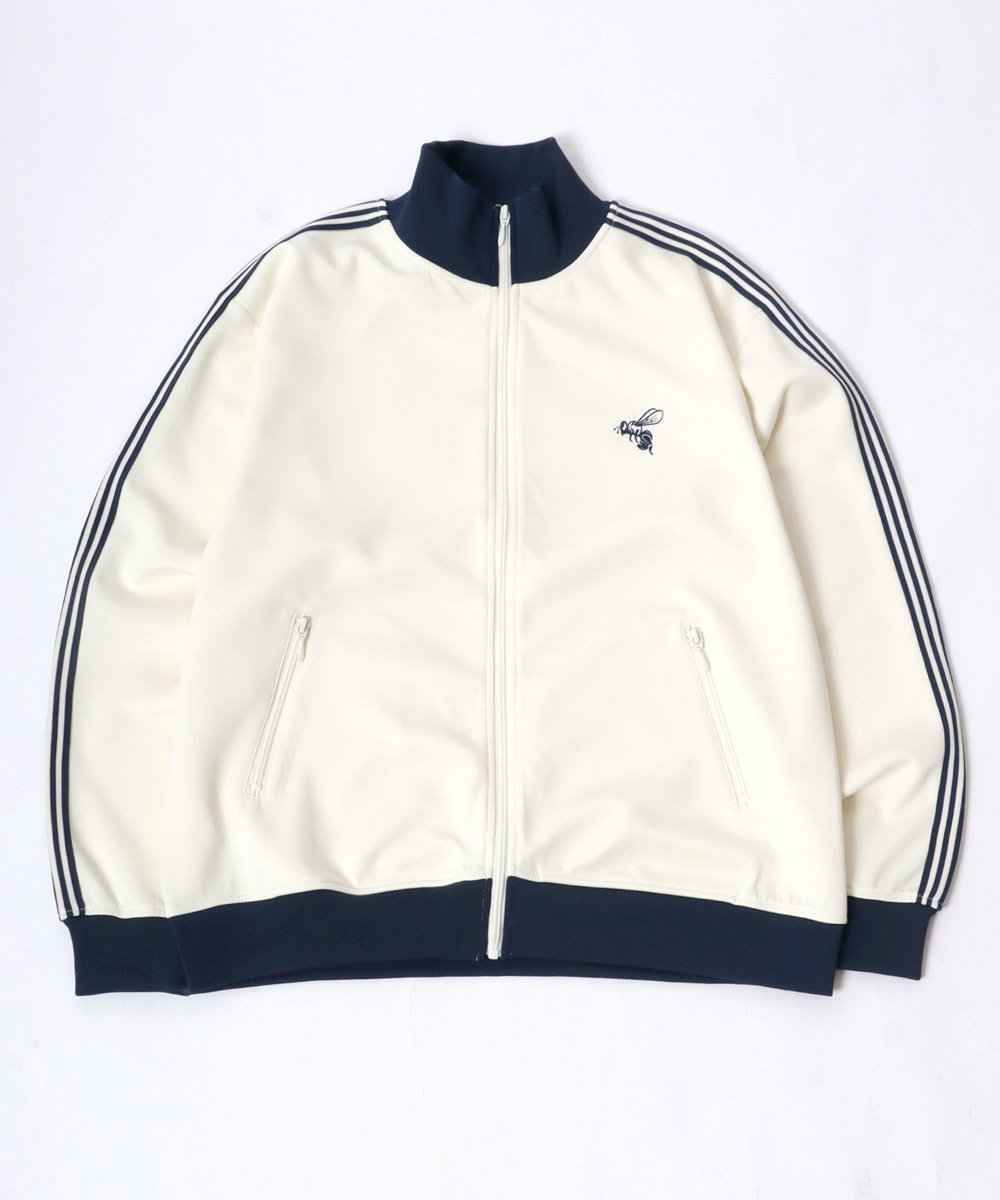 【サロン ハミュー/salong hameu】のトラックジャケット メンズ レディース ジャージ 蜂さん 刺繍 ライン ユニセックス オーバーサイズ インテリア・キッズ・メンズ・レディースファッション・服の通販 founy(ファニー) 　ファッション　Fashion　レディースファッション　Fashion for Women　アウター　Coat / Outerwear Collection　レディースジャケット・軽アウター　Jackets　アクセサリー　Fashion Accessories　カーゴパンツ　Cargo Pants, Utility Pants　ガーリー　Girly, Feminine Style　キャップ　Cap, Baseball Cap　キャミワンピース　Cami Dress, Slip Dress　コンパクト　Compact, Small Size　サマー　Summer, Summer Style　サングラス　Sunglasses, Shades　サンダル　Sandals, Summer Shoes　シルバー　Silver, Metallic Silver　ジップアップ　Zip-Up, Full Zip　ジャケット　Jacket, Outerwear　スタンド　Stand Collar, Upright Stand　スポーツ　Sports, Activewear　セットアップ　Set-Up, Coordinated Outfit　ダウン　Down, Puffer　トレンド　Trend, Trending Now　人気　Popular, Best Seller　バルーン　Balloon, Balloon Silhouette　バレエ　Ballet, Ballet Style　ビスチェ　Bustier, Corset Top　ビッグ　Big, Oversized　ボックス　Boxy, Box Shape　別注　Limited Edition, Custom Order　半袖　Short Sleeve, Half Sleeve　ミックス　Mix, Mixed Style　ホワイト系その他|ID: prp329100004820167 ipo3291000000035025627