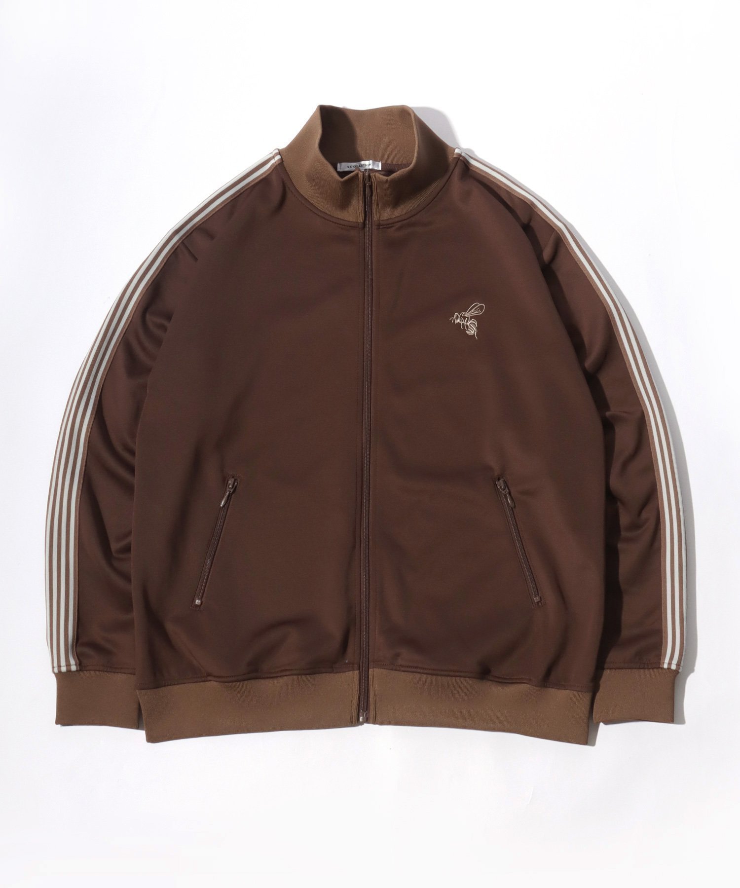 【サロン ハミュー/salong hameu】のトラックジャケット メンズ レディース ジャージ 蜂さん 刺繍 ライン ユニセックス オーバーサイズ インテリア・キッズ・メンズ・レディースファッション・服の通販 founy(ファニー) 　ファッション　Fashion　レディースファッション　Fashion for Women　アウター　Coat / Outerwear Collection　レディースジャケット・軽アウター　Jackets　アクセサリー　Fashion Accessories　カーゴパンツ　Cargo Pants, Utility Pants　ガーリー　Girly, Feminine Style　キャップ　Cap, Baseball Cap　キャミワンピース　Cami Dress, Slip Dress　コンパクト　Compact, Small Size　サマー　Summer, Summer Style　サングラス　Sunglasses, Shades　サンダル　Sandals, Summer Shoes　シルバー　Silver, Metallic Silver　ジップアップ　Zip-Up, Full Zip　ジャケット　Jacket, Outerwear　スタンド　Stand Collar, Upright Stand　スポーツ　Sports, Activewear　セットアップ　Set-Up, Coordinated Outfit　ダウン　Down, Puffer　トレンド　Trend, Trending Now　人気　Popular, Best Seller　バルーン　Balloon, Balloon Silhouette　バレエ　Ballet, Ballet Style　ビスチェ　Bustier, Corset Top　ビッグ　Big, Oversized　ボックス　Boxy, Box Shape　別注　Limited Edition, Custom Order　半袖　Short Sleeve, Half Sleeve　ミックス　Mix, Mixed Style　ブラウン系その他3|ID: prp329100004820167 ipo3291000000035025644