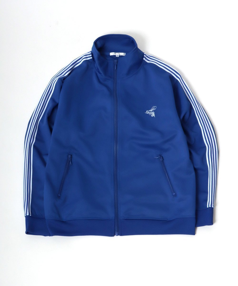 【サロン ハミュー/salong hameu】のトラックジャケット メンズ レディース ジャージ 蜂さん 刺繍 ライン ユニセックス オーバーサイズ インテリア・キッズ・メンズ・レディースファッション・服の通販 founy(ファニー) 　ファッション　Fashion　レディースファッション　Fashion for Women　アウター　Coat / Outerwear Collection　レディースジャケット・軽アウター　Jackets　アクセサリー　Fashion Accessories　カーゴパンツ　Cargo Pants, Utility Pants　ガーリー　Girly, Feminine Style　キャップ　Cap, Baseball Cap　キャミワンピース　Cami Dress, Slip Dress　コンパクト　Compact, Small Size　サマー　Summer, Summer Style　サングラス　Sunglasses, Shades　サンダル　Sandals, Summer Shoes　シルバー　Silver, Metallic Silver　ジップアップ　Zip-Up, Full Zip　ジャケット　Jacket, Outerwear　スタンド　Stand Collar, Upright Stand　スポーツ　Sports, Activewear　セットアップ　Set-Up, Coordinated Outfit　ダウン　Down, Puffer　トレンド　Trend, Trending Now　人気　Popular, Best Seller　バルーン　Balloon, Balloon Silhouette　バレエ　Ballet, Ballet Style　ビスチェ　Bustier, Corset Top　ビッグ　Big, Oversized　ボックス　Boxy, Box Shape　別注　Limited Edition, Custom Order　半袖　Short Sleeve, Half Sleeve　ミックス　Mix, Mixed Style　ブルー|ID: prp329100004820167 ipo3291000000035025646