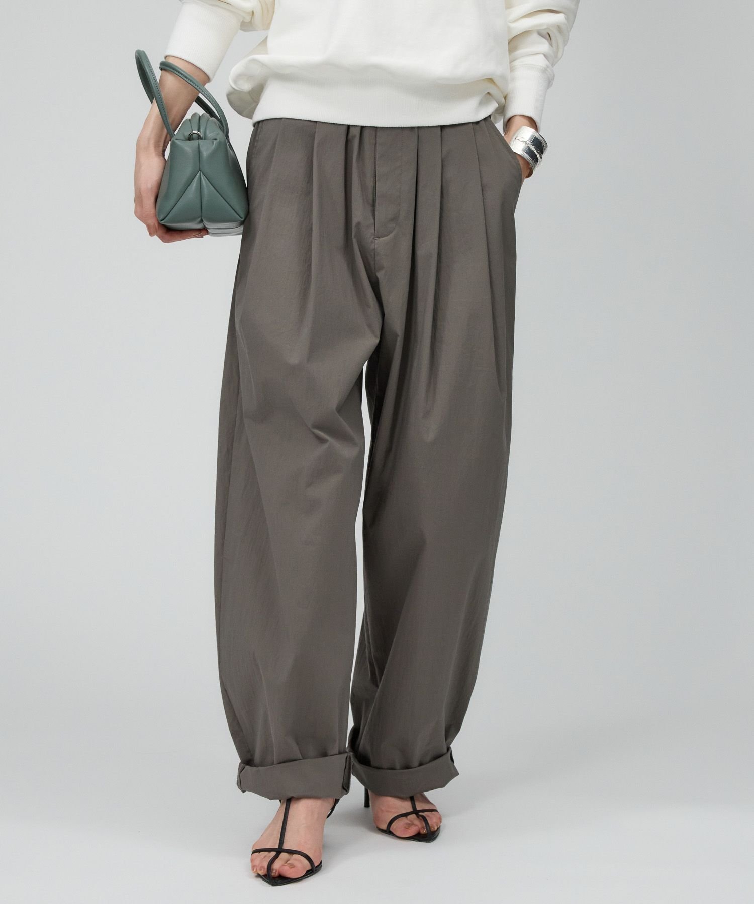 【バビロン/BABYLONE / KIDS】のコットンナイロンタックパンツ インテリア・キッズ・メンズ・レディースファッション・服の通販 founy(ファニー) 　ファッション　Fashion　キッズファッション　Fashion for Kids　ボトムス　Bottoms　コンパクト　Compact, Small Size　軽量　Lightweight, Ultra Light　バランス　Balance, Style Balance　ボトム　Bottoms, Lower Wear　ワッシャー　Washer, Crinkled Finish　再入荷　Restock / Back in Stock　ダークグレー17|ID: prp329100004820232 ipo3291000000035026359