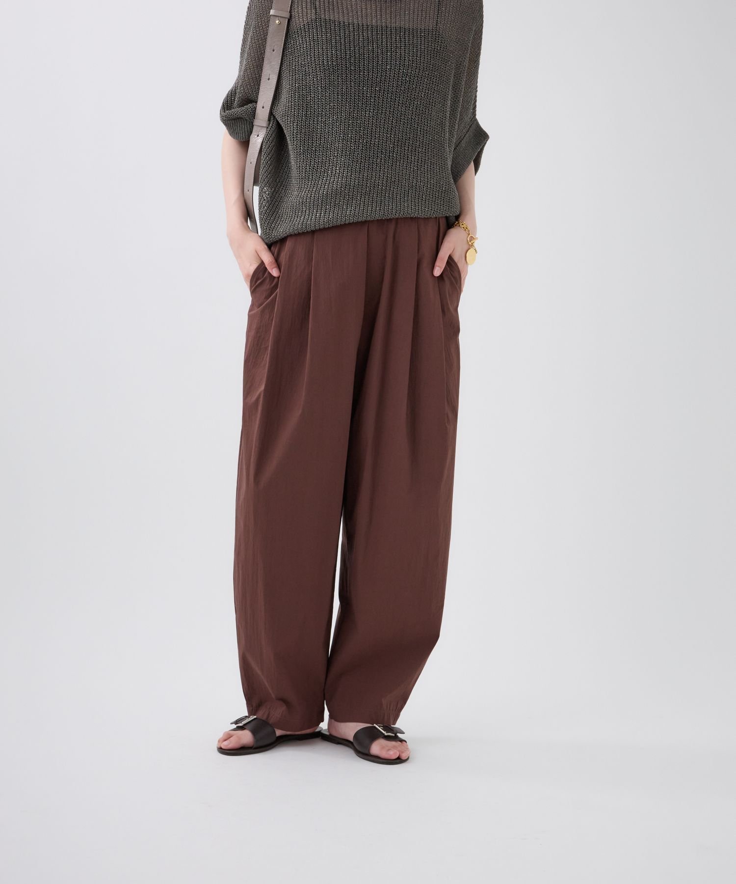 【バビロン/BABYLONE / KIDS】のコットンナイロンタックパンツ インテリア・キッズ・メンズ・レディースファッション・服の通販 founy(ファニー) 　ファッション　Fashion　キッズファッション　Fashion for Kids　ボトムス　Bottoms　コンパクト　Compact, Small Size　軽量　Lightweight, Ultra Light　バランス　Balance, Style Balance　ボトム　Bottoms, Lower Wear　ワッシャー　Washer, Crinkled Finish　再入荷　Restock / Back in Stock　【新色】ブラウン50|ID: prp329100004820232 ipo3291000000035026365