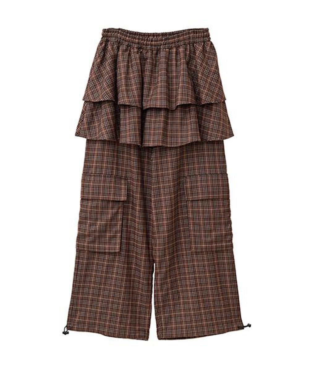 【キャンディストリッパー/Candy Stripper】のCHECK SKIRT PANTS 人気、トレンドファッション・服の通販 founy(ファニー) 　ファッション　Fashion　レディースファッション　Fashion for Women　スカート　Skirts　ガーリー　Girly, Feminine Style　チェック　Check, Plaid, Tartan　ティアードスカート　Tiered Skirt, Flounced Skirt　トレンド　Trend, Trending Now　ドローコード　Drawcord, Drawstring Cord　フラップ　Flap, Flap Pocket　ポケット　Pocket, Pocket Detail　ワイド　Wide, Wide Fit　 other-1|ID: prp329100004820293 ipo3291000000035027014