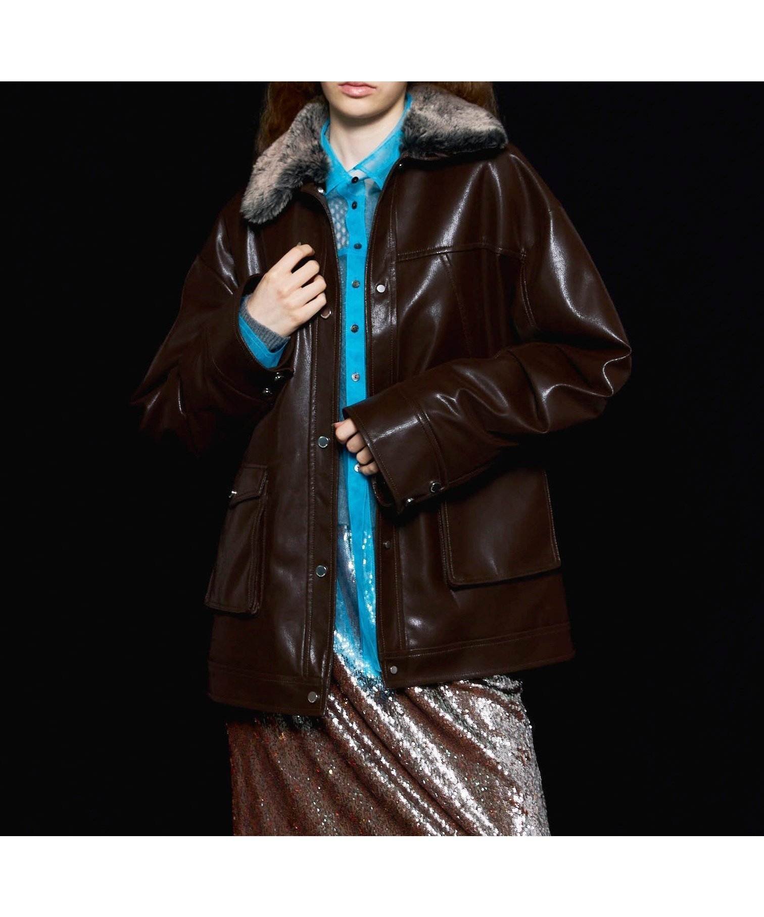 【メゾンスペシャル/MAISON SPECIAL】のFur Collar Vegan Leather Middle Blouson インテリア・キッズ・メンズ・レディースファッション・服の通販 founy(ファニー) ファッション Fashion レディースファッション Fashion for Women アウター Coat / Outerwear Collection ブルゾンジャケット・スポーティアウター Blouson Jackets アニマル Animal Print 今季 This Season, Current Season ジップ Zip, Zipper ジャケット Jacket, Outerwear スウェット / スエット Sweatshirt, Sweatwear トレンド Trend, Trending Now フェイクファー Faux Fur, Imitation Fur フラップ Flap, Flap Pocket フロント Front, Front Design ポケット Pocket, Pocket Detail 防寒 Cold Protection, Winter-Ready A/W・秋冬 Autumn/Winter おすすめ Recommended / Our Picks エレガント 上品 Elegant BRN|ID: prp329100004820302 ipo3291000000035027134