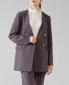 【ティアラ/Tiara】の《定番》ノーカラーダブルジャケット 人気、トレンドファッション・服の通販 founy(ファニー) ファッション Fashion レディースファッション Fashion for Women アウター Coat / Outerwear Collection レディースジャケット・軽アウター Jackets ジャケット Jacket, Outerwear ストレッチ Stretch, Stretchy Fabric セットアップ Set-Up, Coordinated Outfit ダブル Double, Double-Breasted ドレープ Drape, Draping Fabric パール Pearl, Pearl Accent 定番 Standard, Basic Item |ID:prp329100004820309