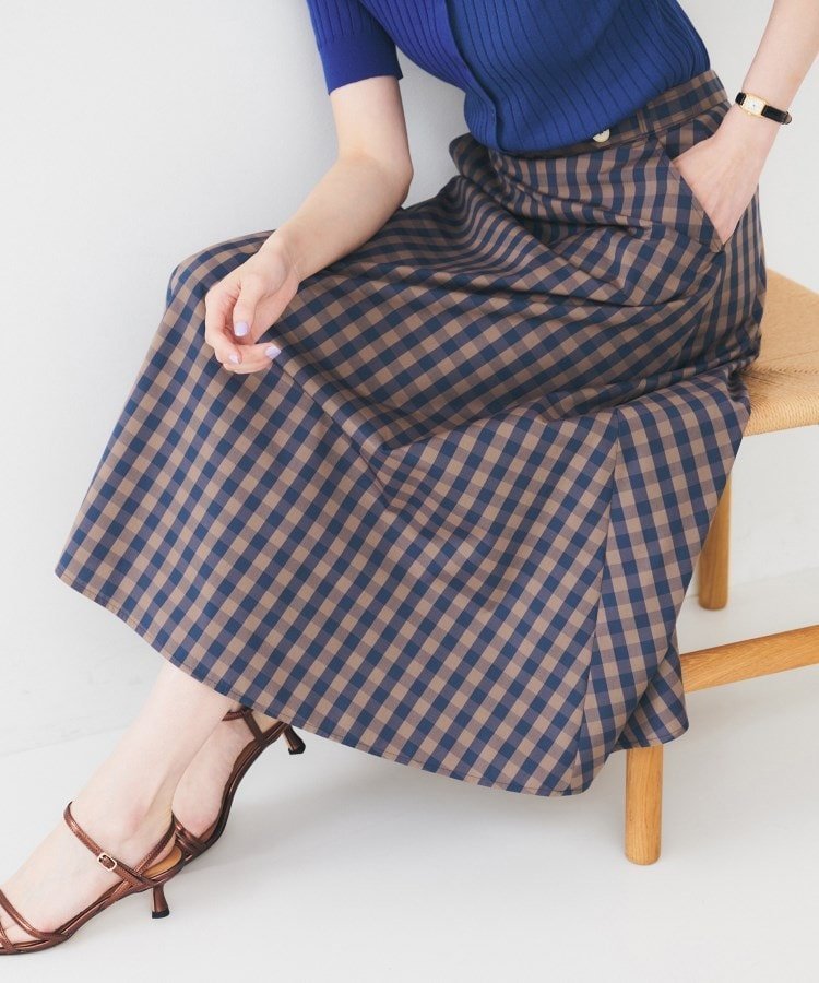【アンタイトル/UNTITLED】の【後ろウエストゴム/洗える】ギンガムチェックAラインスカート インテリア・キッズ・メンズ・レディースファッション・服の通販 founy(ファニー) 　ファッション　Fashion　レディースファッション　Fashion for Women　スカート　Skirts　Aライン・フレアスカート　A-Line & Flared Skirts　おすすめ　Recommended / Our Picks　ギンガム　Gingham, Gingham Fabric　シンプル　Simple, Minimal　スマート　Smart, Elegant　チェック　Check, Plaid, Tartan　フェミニン　Feminine, Girly　ポケット　Pocket, Pocket Detail　ワンポイント　One Point, Statement Accent　洗える　Machine Washable　トープ|ID: prp329100004820310 ipo3291000000035027261
