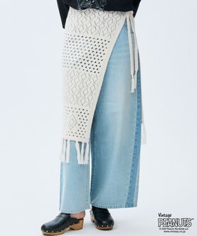 【ジョンブルプライベートラボ/Johnbull Private labo】の透かし柄ニットストールラップスカート 人気、トレンドファッション・服の通販 founy(ファニー) ファッション Fashion レディースファッション Fashion for Women スカート Skirts インド Indian Textile シンプル Simple, Minimal ストール Stole, Wrap チュニック Tunic, Long Top デニム Denim, Jeans Material レーシー Lacy, Lace-Like レース Lace, Lace Fabric 透かし Cut-Out, Lacework |ID:prp329100004820348